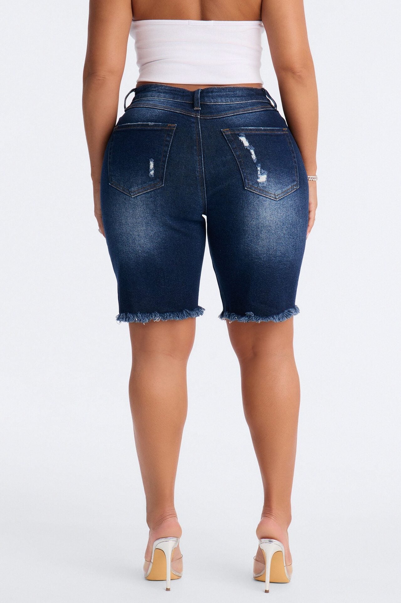 Came To Win Stretch Denim Bermuda Shorts - Dark Wash image 4