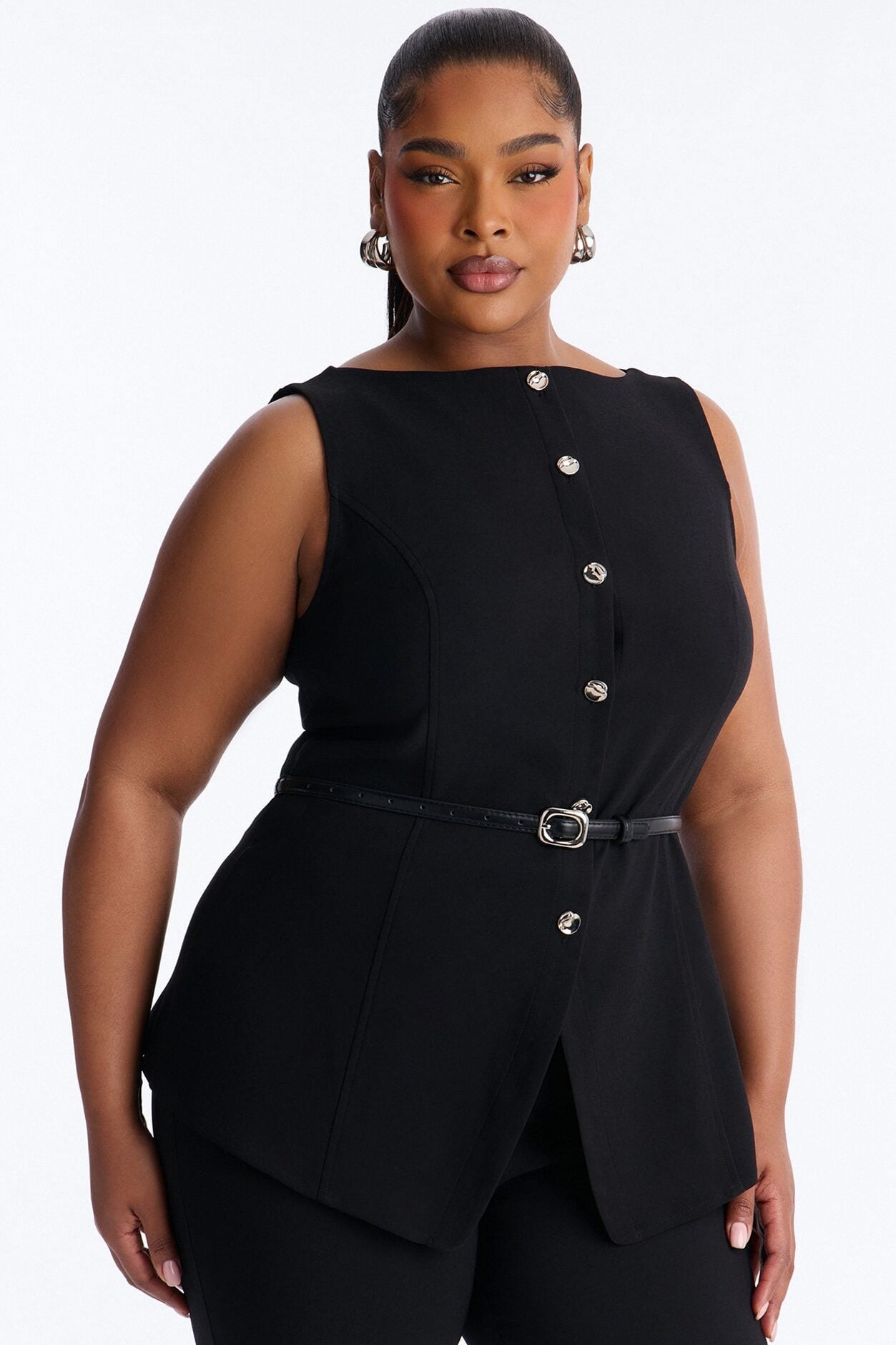 Taryn Belted Capri Jumpsuit - Black image 5