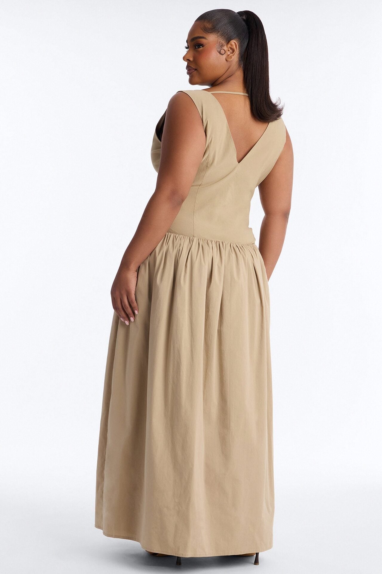 Everly Drop Waist Button Up Maxi Dress - Taupe image 8