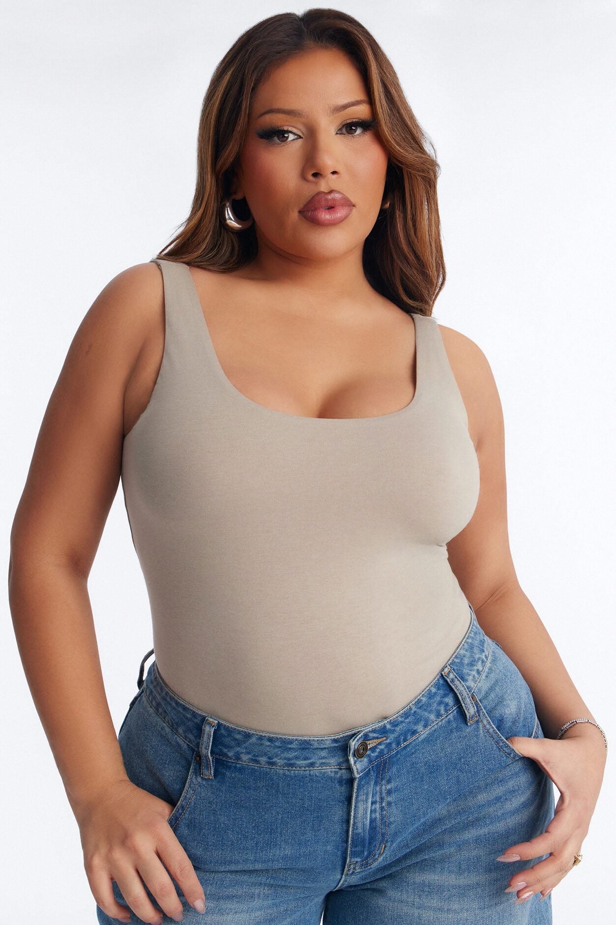 Jenna Double Lined Jersey Bodysuit - Olive image 7