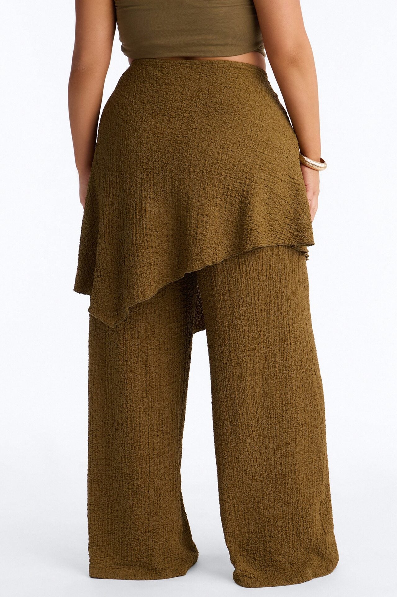 Wrap It Up Skirt Wide Leg Pant 33″ - Olive image 8