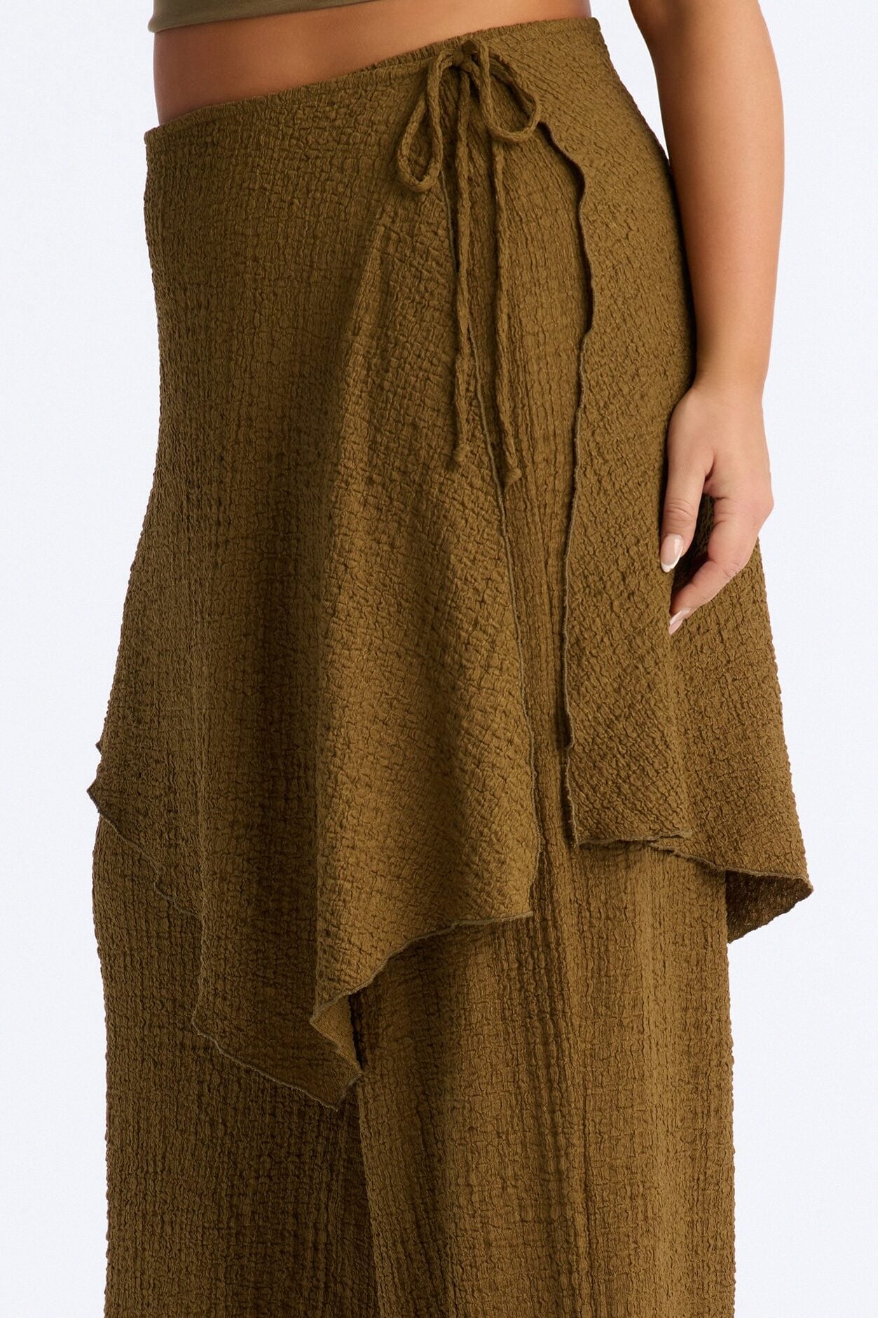 Wrap It Up Skirt Wide Leg Pant 33″ - Olive image 7