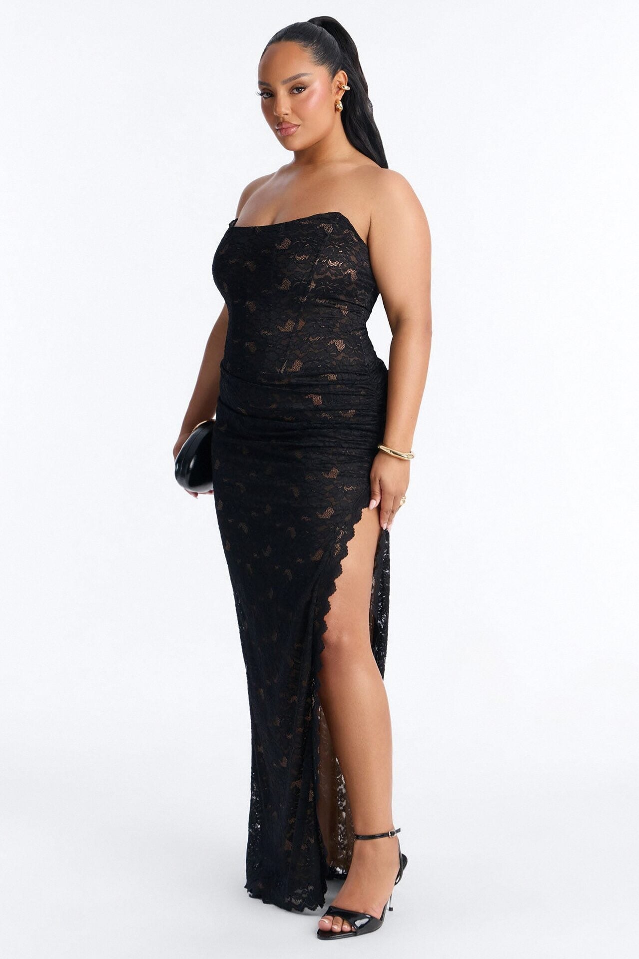 Lovely In Lace Maxi Dress - Black image 5