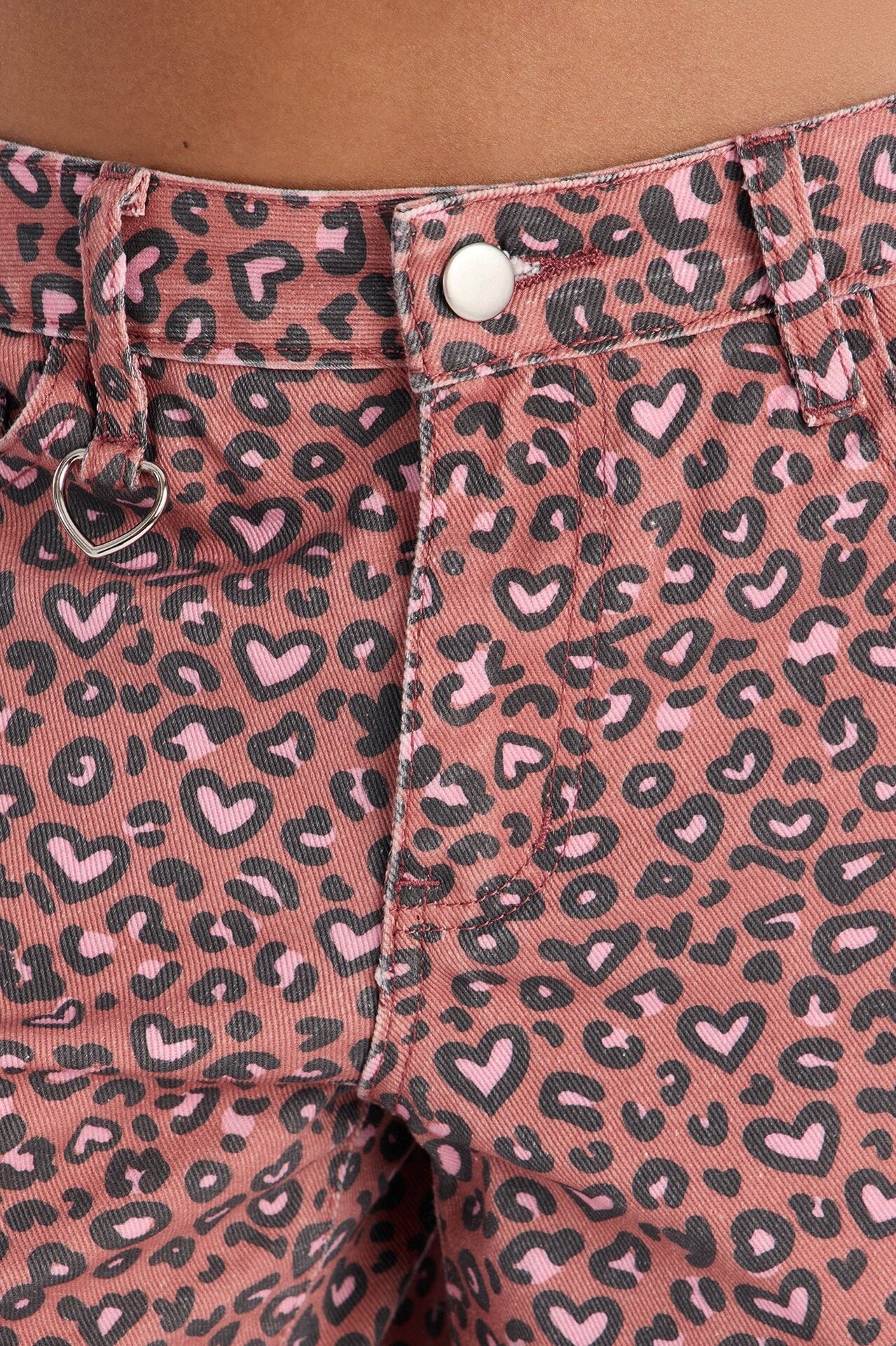 Wild At Heart Cheetah Print Denim Jorts - Pink/combo image 3