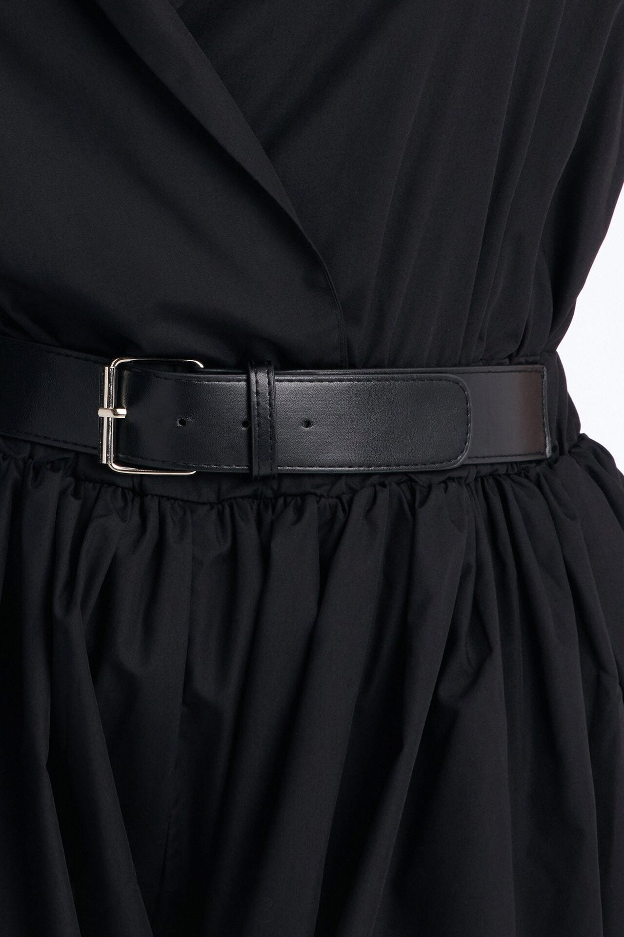 Cecille Poplin Belted Romper - Black image 6