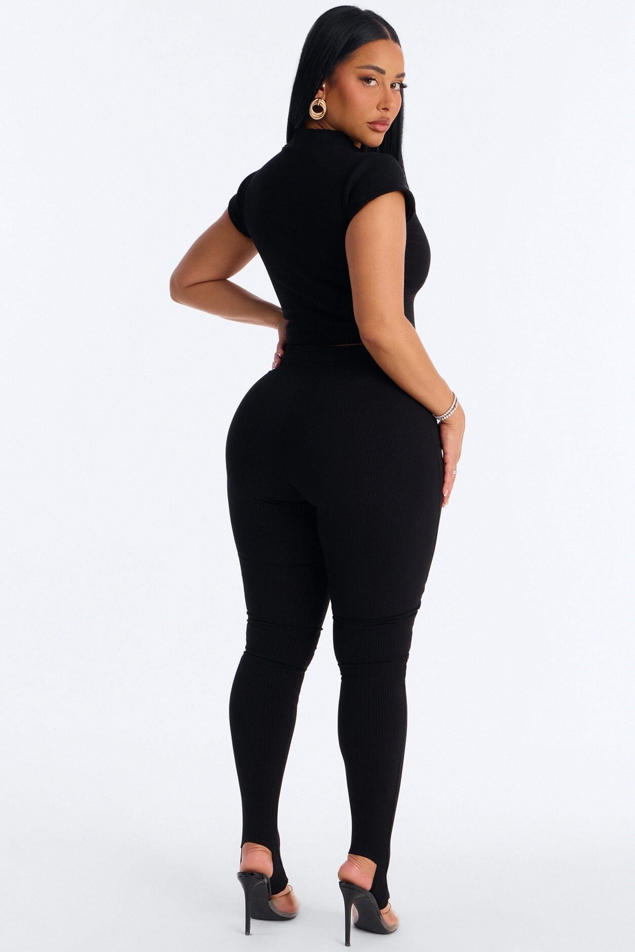 Simply Snatched Mock Neck Legging Set - Black image 4