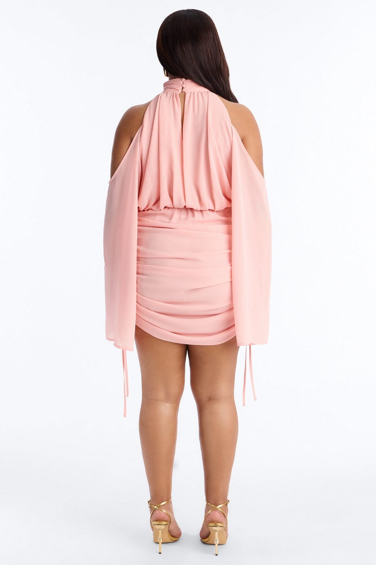 Kyra Cold Shoulder Chiffon Mini Dress - Pink image 8