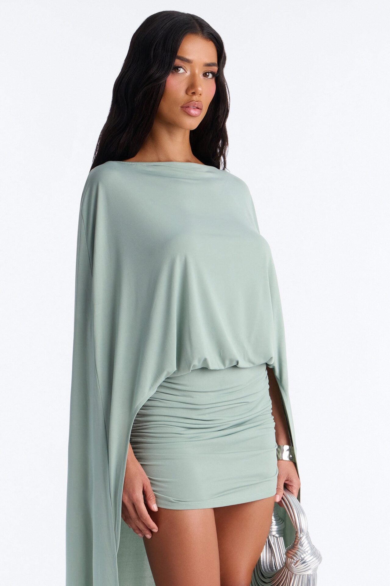Zadie Babe Cape Mini Dress - Sage image 3