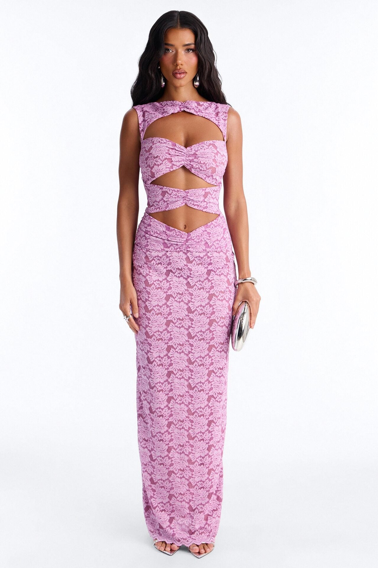Victorian Bloom Lace Maxi Dress - Orchid image 2