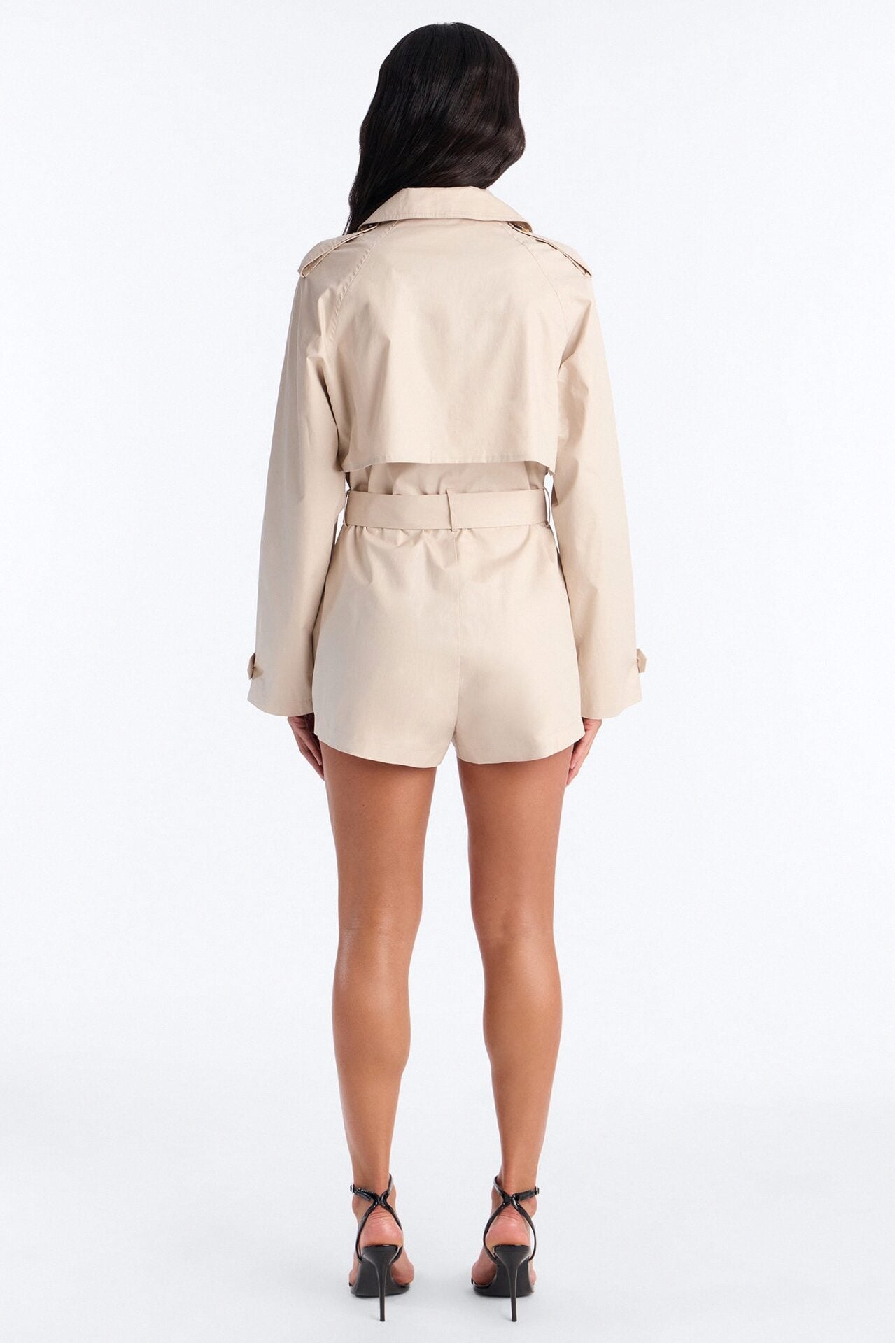 Neutral Ground Trench Romper - Beige image 4