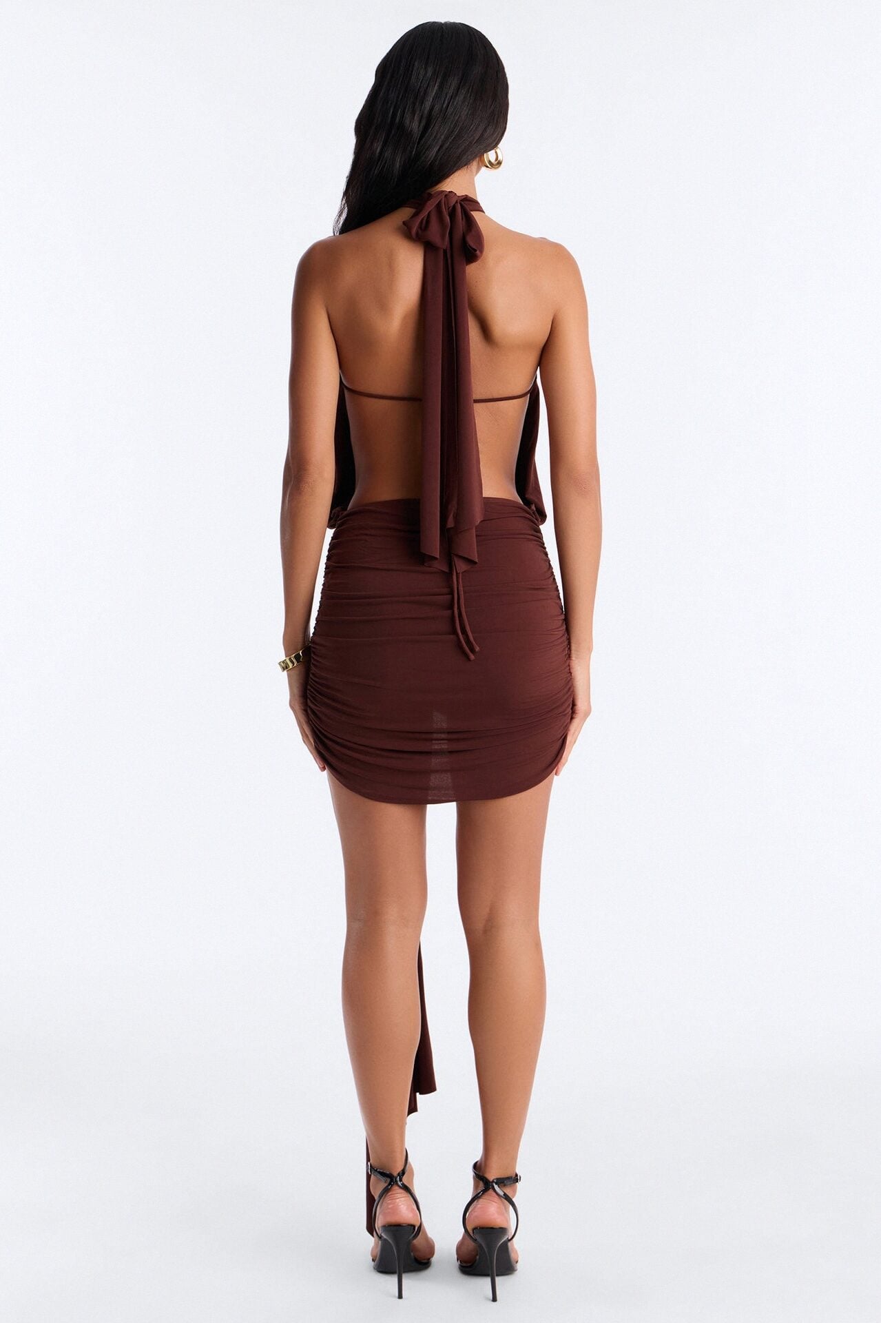 City Pulse Draped Mini Dress - Chocolate image 5