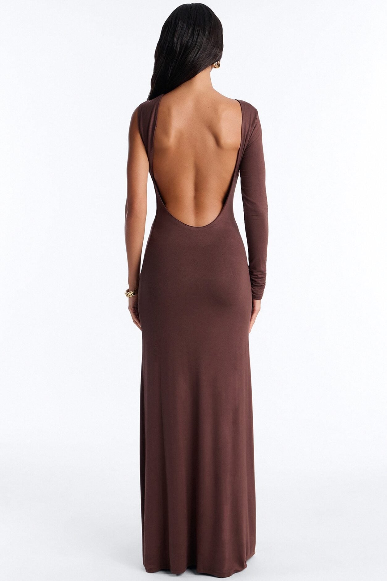 Clean Whisper One Shoulder Maxi Dress - Chocolate image 5