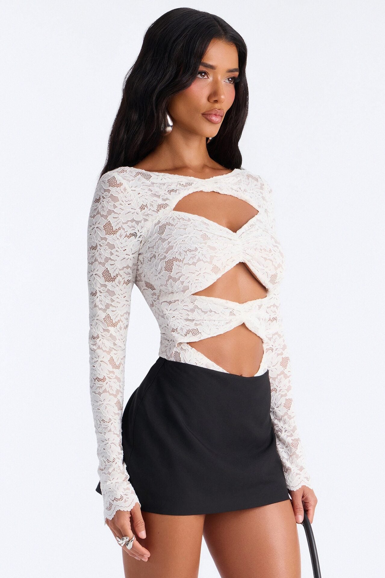 Stunner Lace Long Sleeve Bodysuit - White image 3