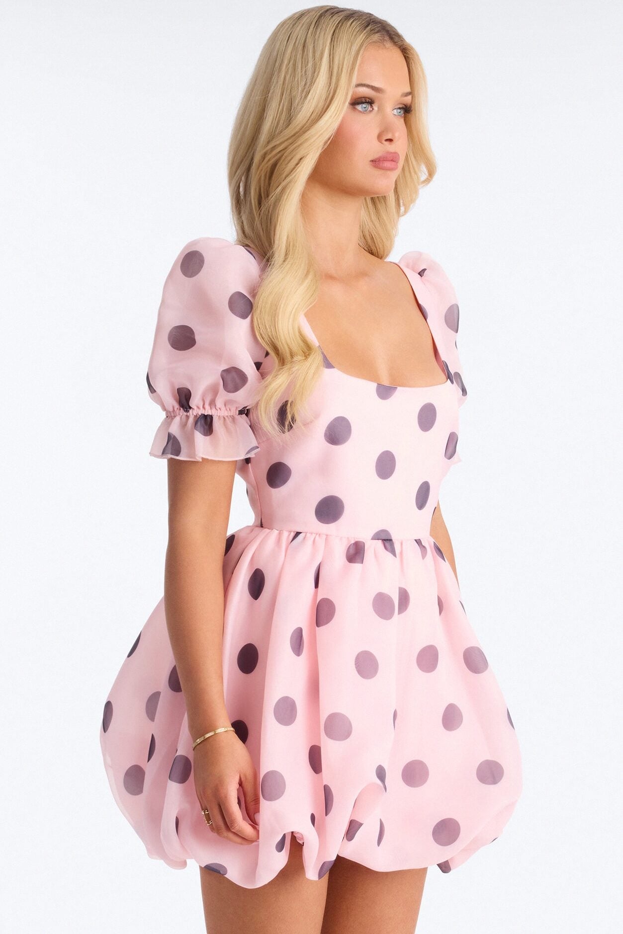 Pretty In Polka Dot Puff Sleeve Mini Dress - Pink/combo image 3
