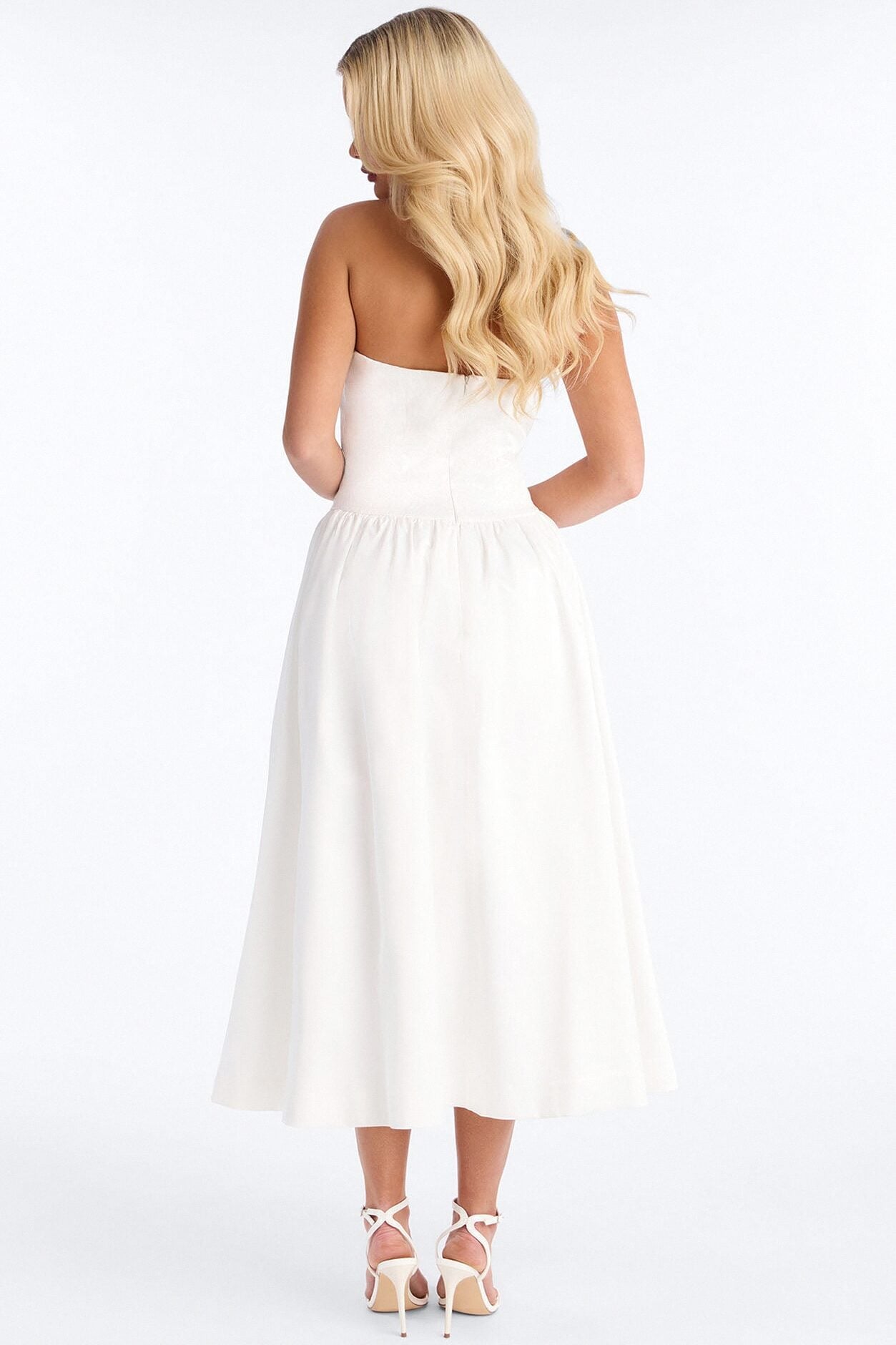 Darling Bow Satin Midi Dress - Off White image 4