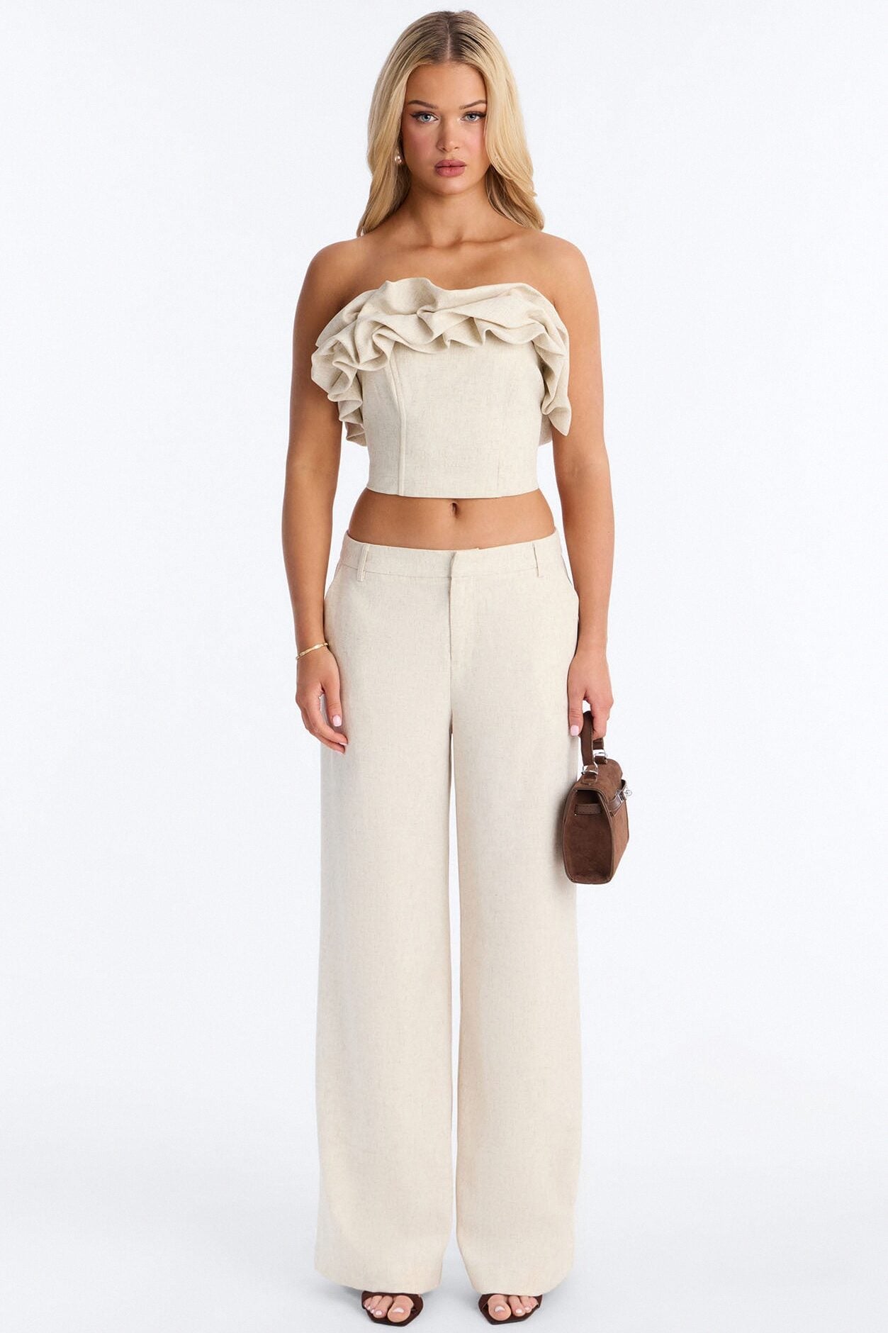 Linen Bloom Corset Top - Natural image 2