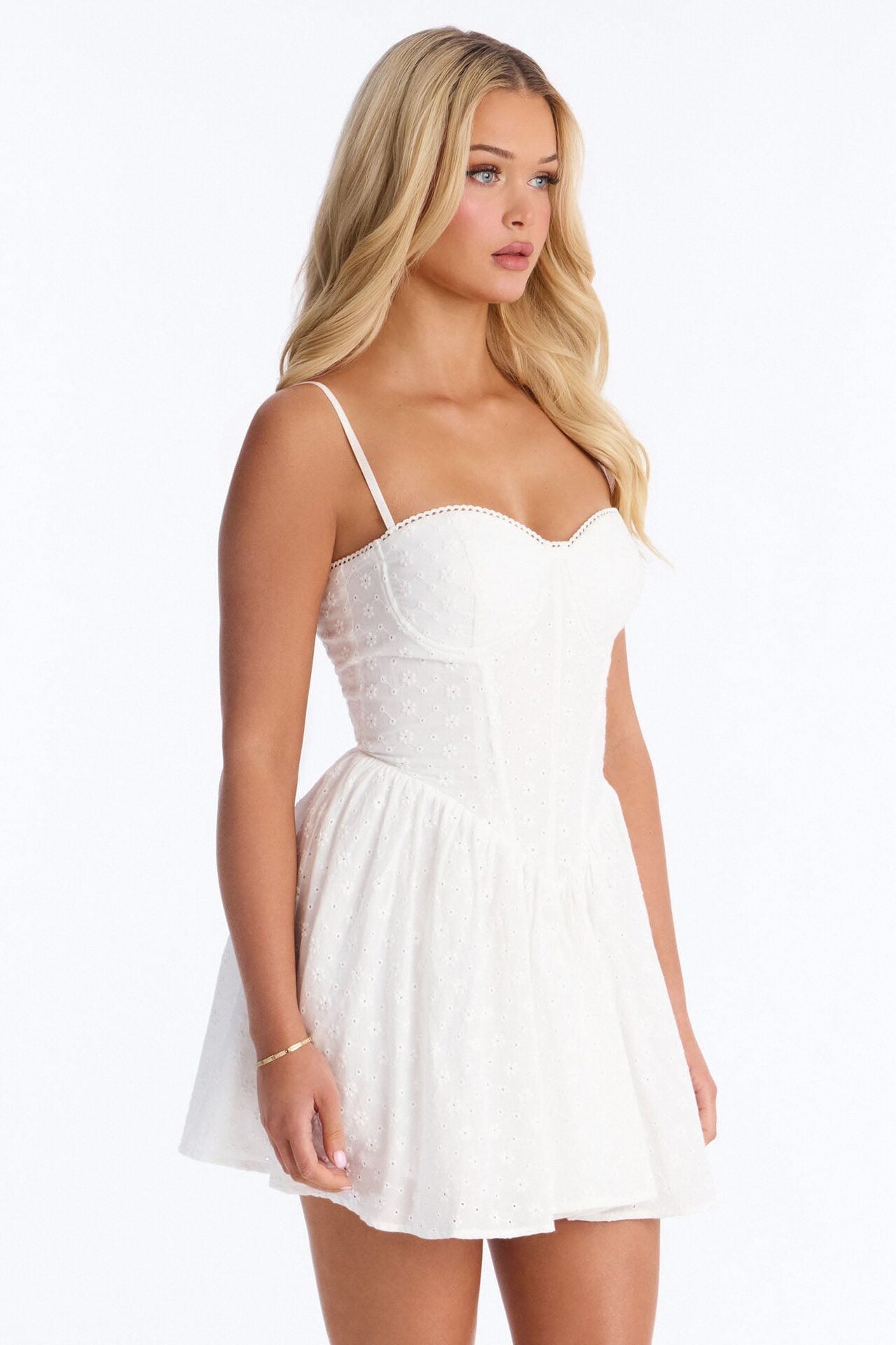 Sweet Pea Eyelet Mini Dress - White image 2