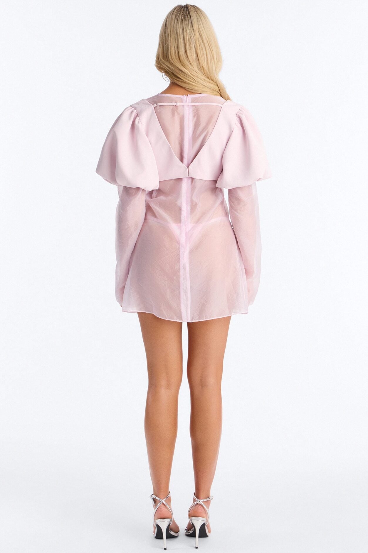 Blossom Organza Mini Dress - Light Pink image 4