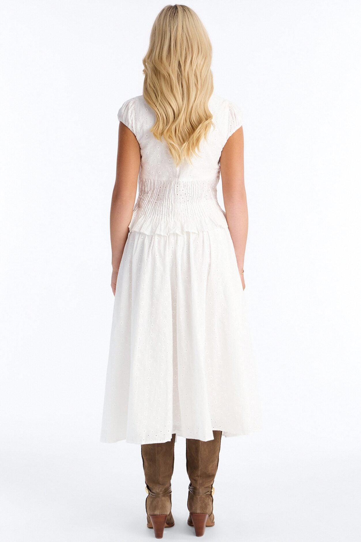 Sweet Pea Eyelet Midi Skirt Set - White image 4
