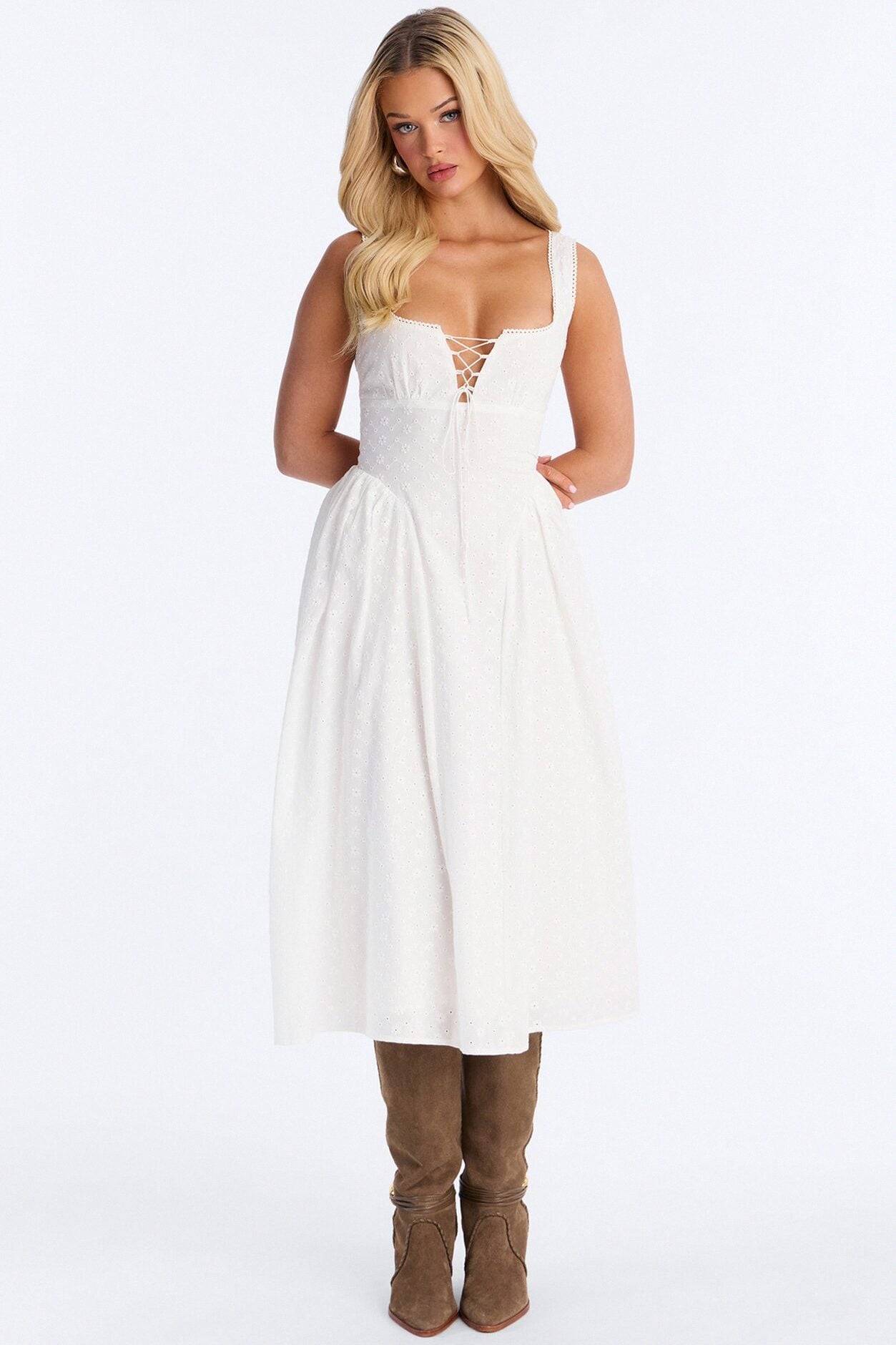 Sweet Pea Eyelet Midi Dress - White image 2