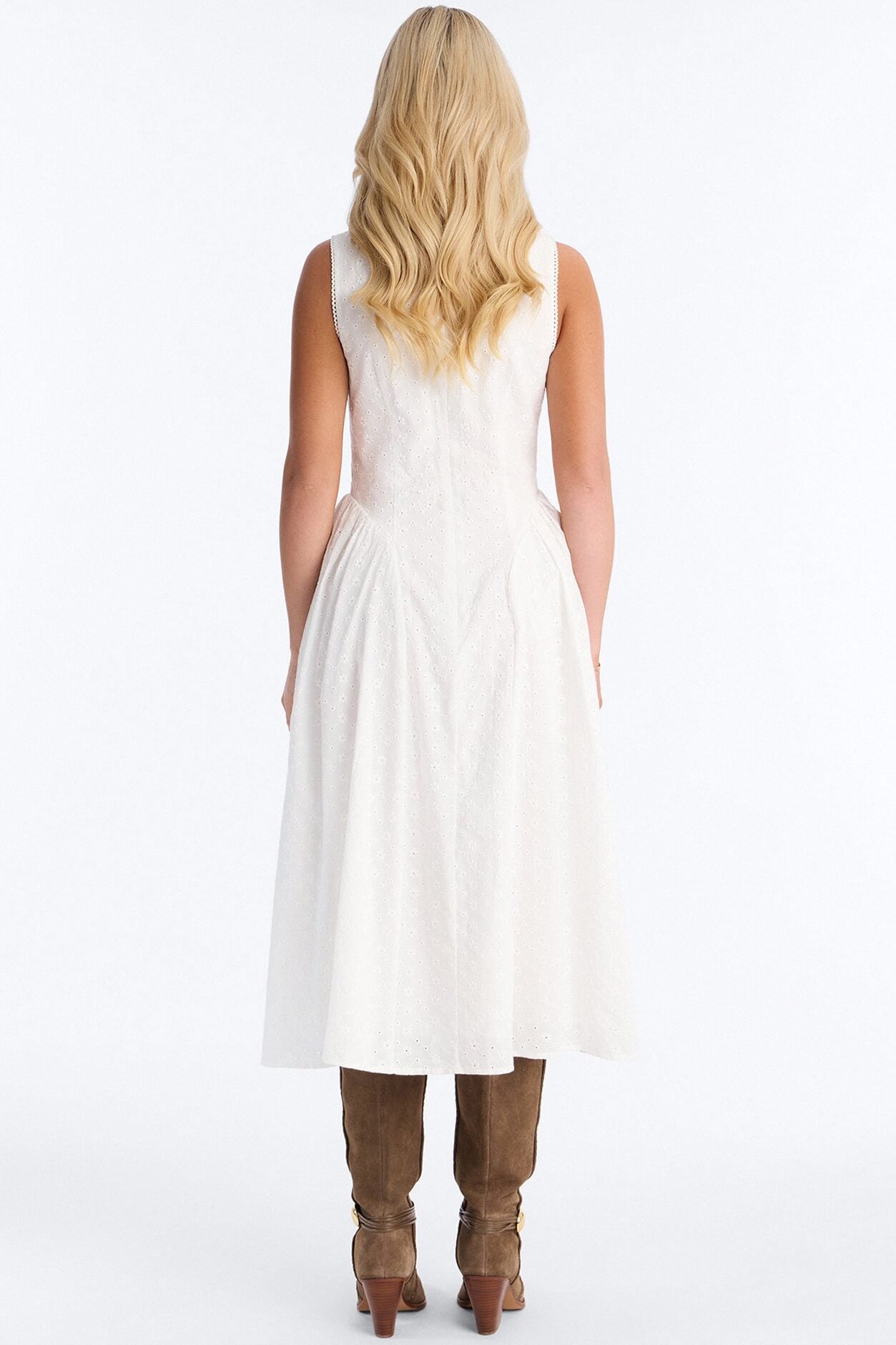 Sweet Pea Eyelet Midi Dress - White image 5