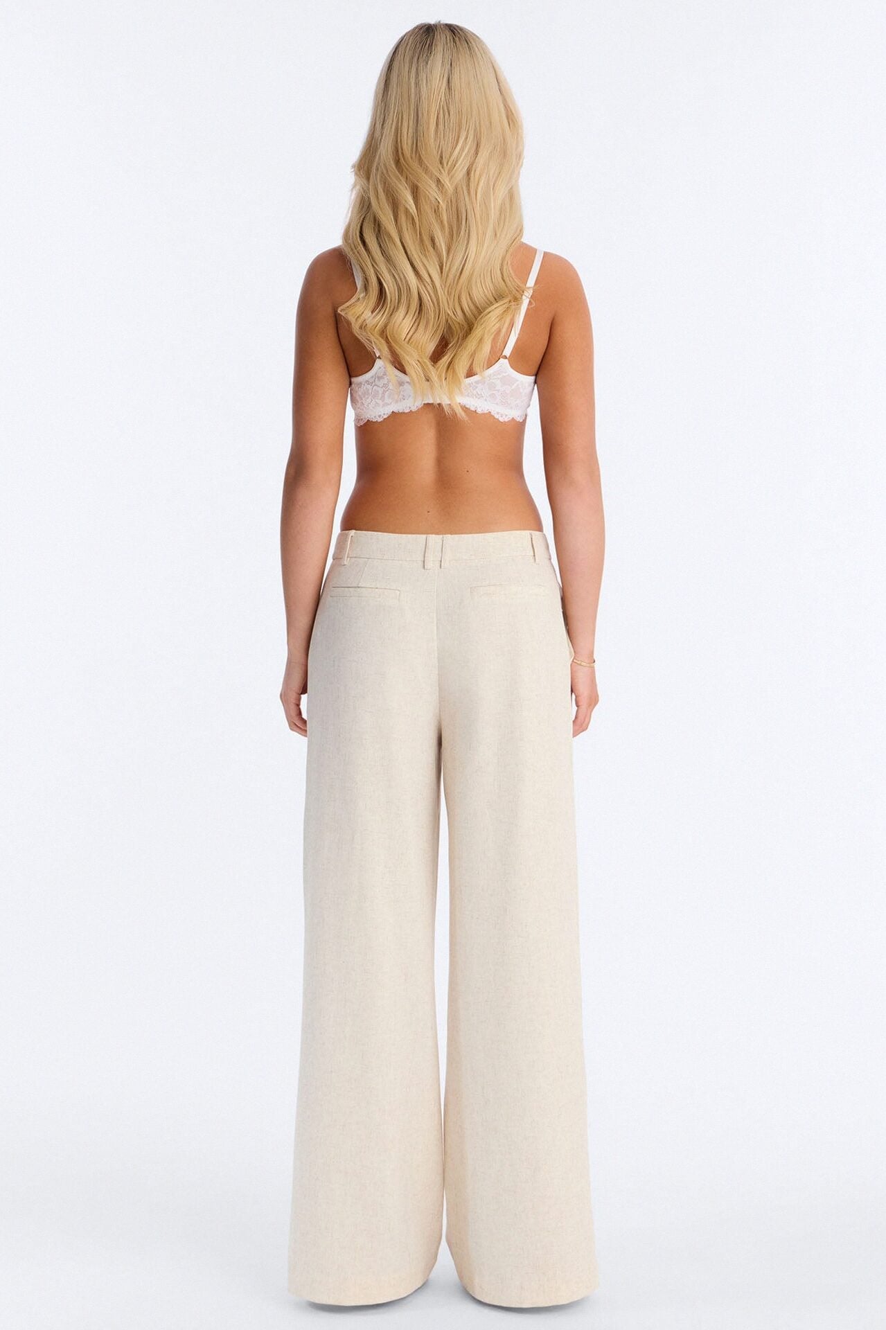 Linen Bloom Straight Leg Trousers - Natural image 4