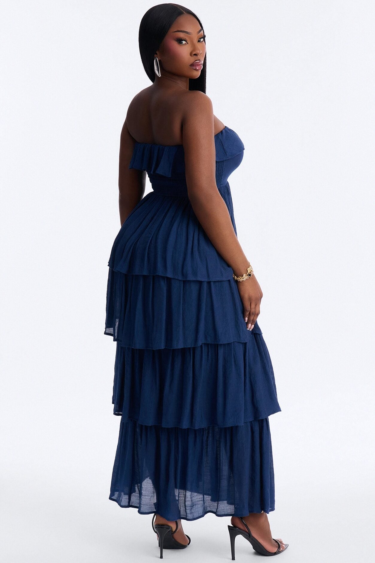 Tatum Tiered Strapless Maxi Dress - Navy image 8