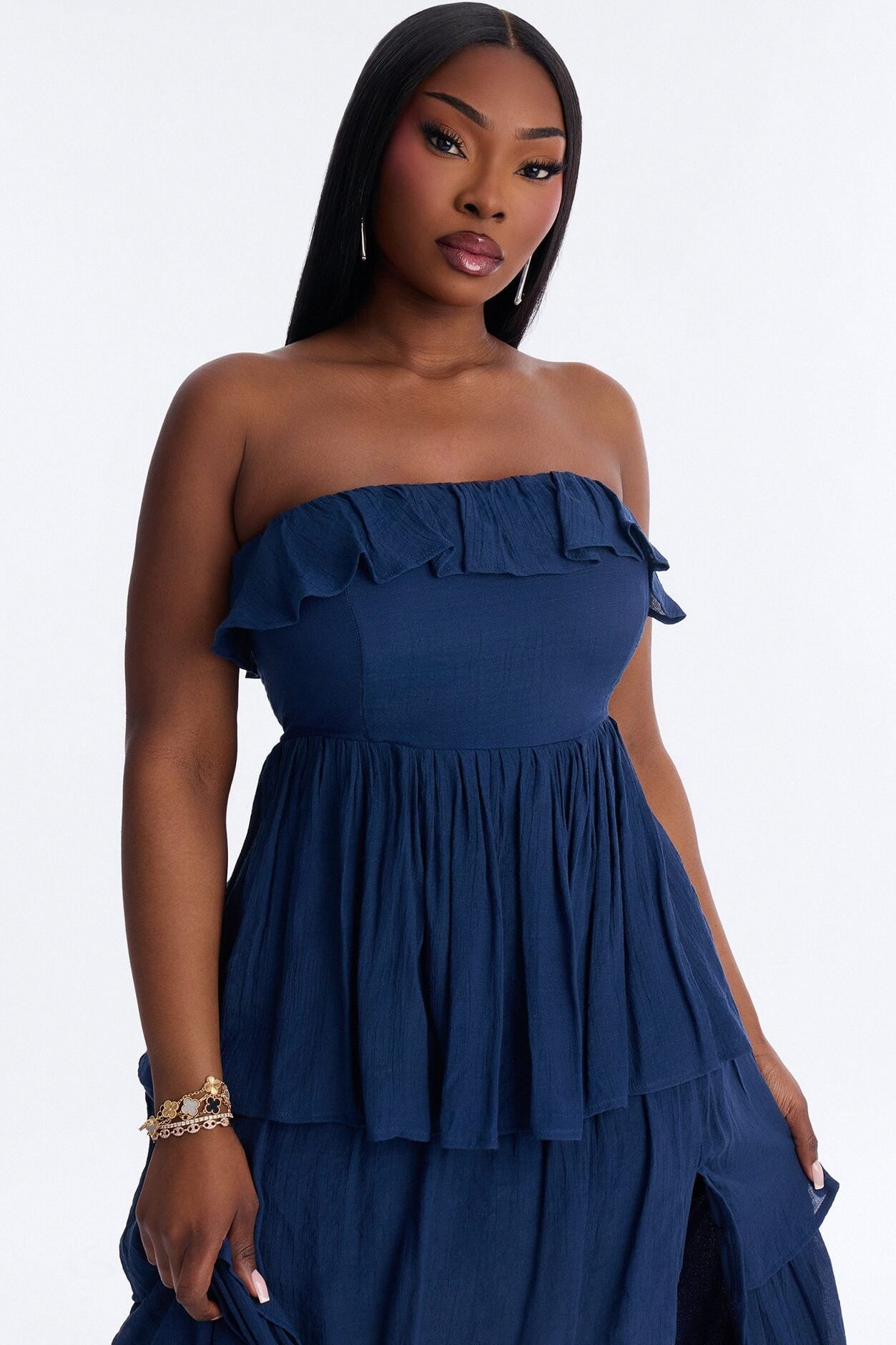 Tatum Tiered Strapless Maxi Dress - Navy image 6