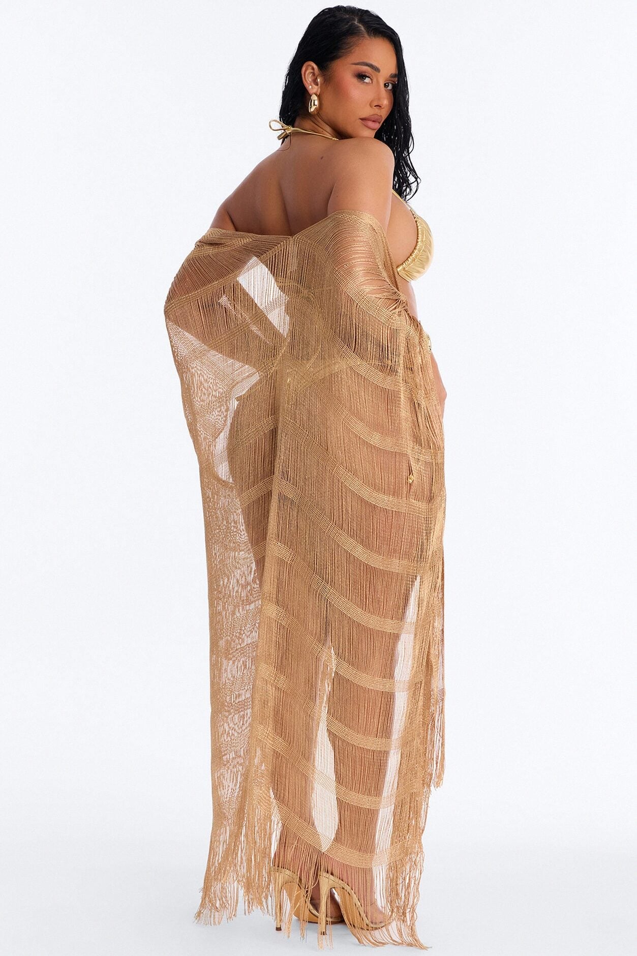 Letty Swim Cover Up Kimono - Gold image 4