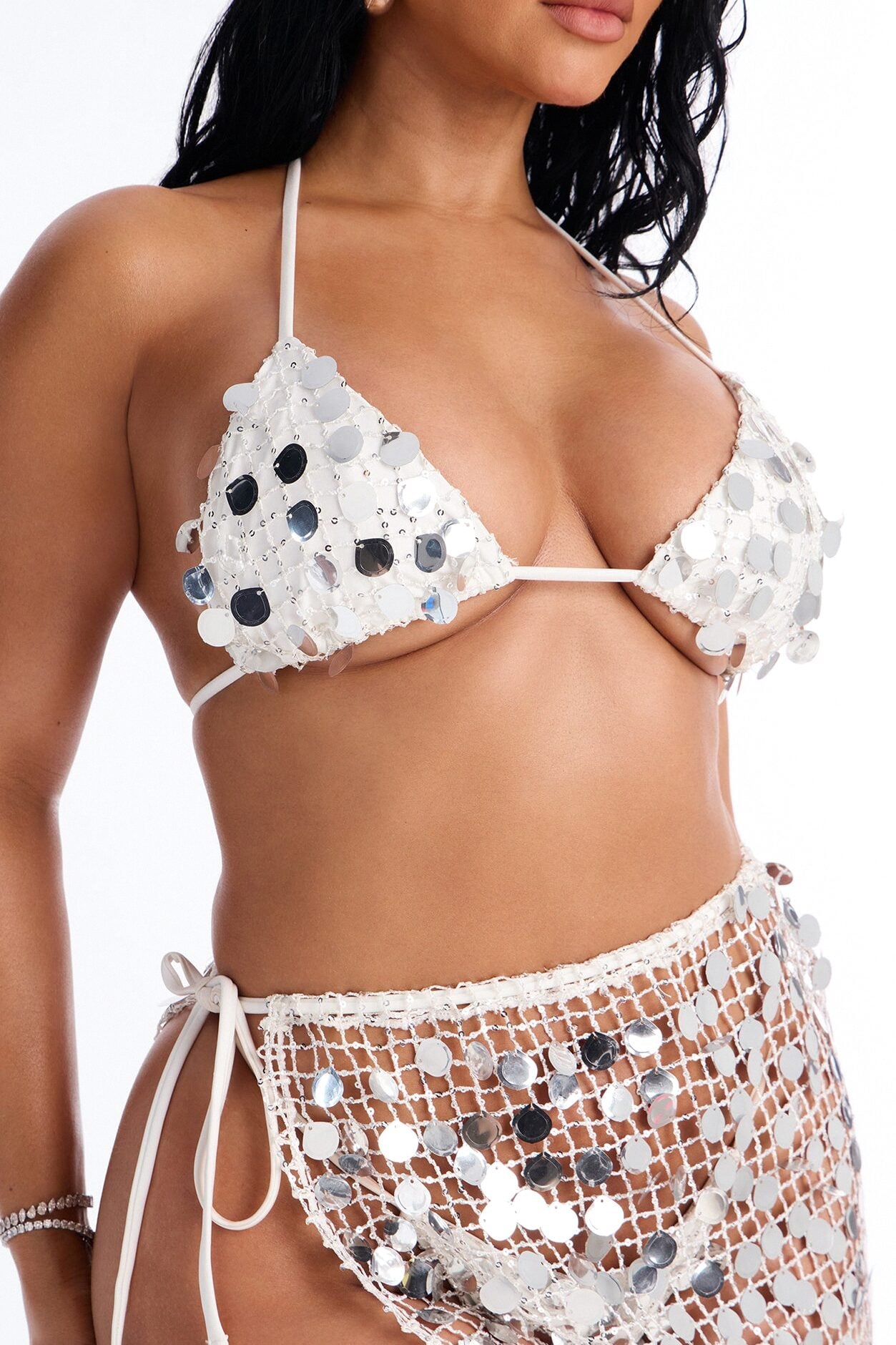 Drinks On The Beach Bikini And Coverup Skirt Set - Silver image 3