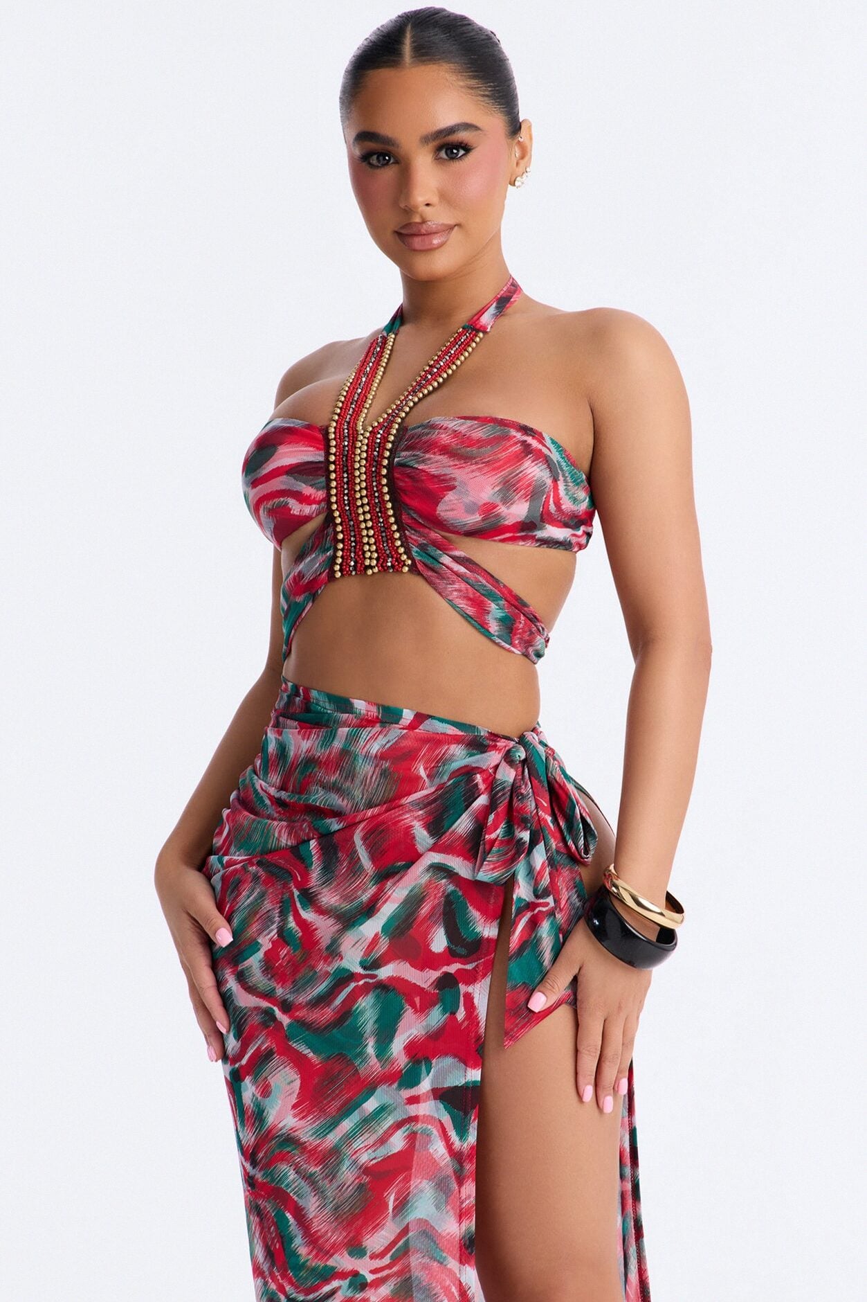 In Her Era Cut Out Maxi Dress - Red/combo image 2