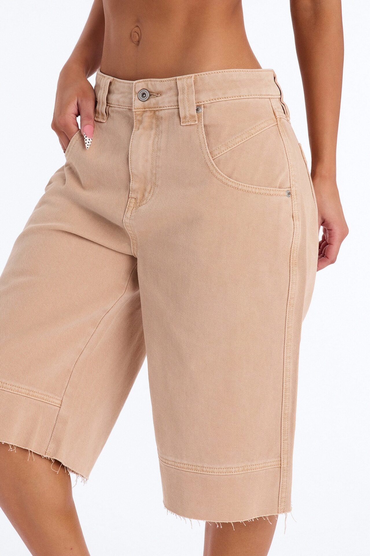 Monteverde Non Stretch Denim Jorts - Khaki image 3