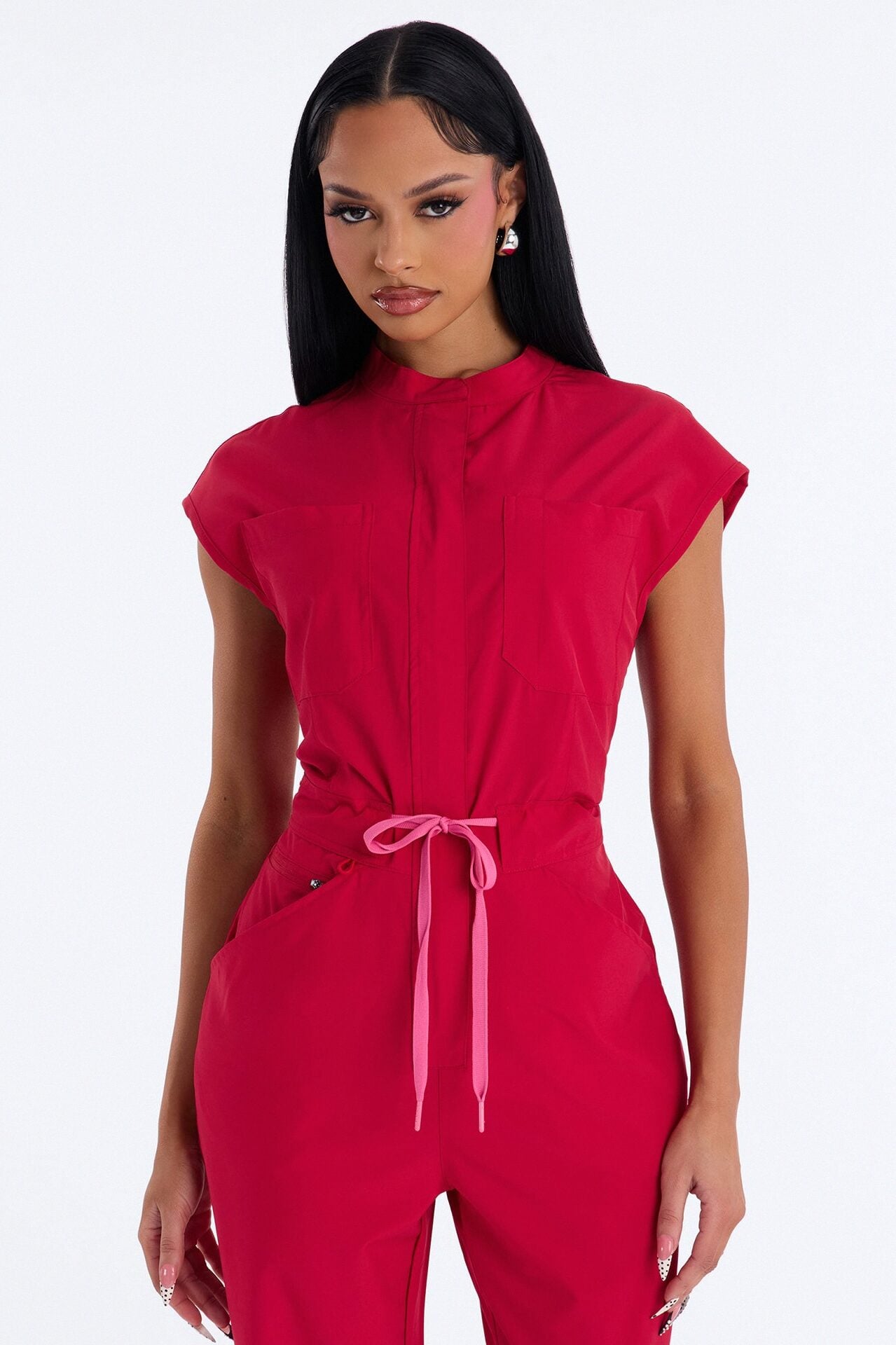 Ready Next Shift Stretch Scrub Jumpsuit - Red image 2