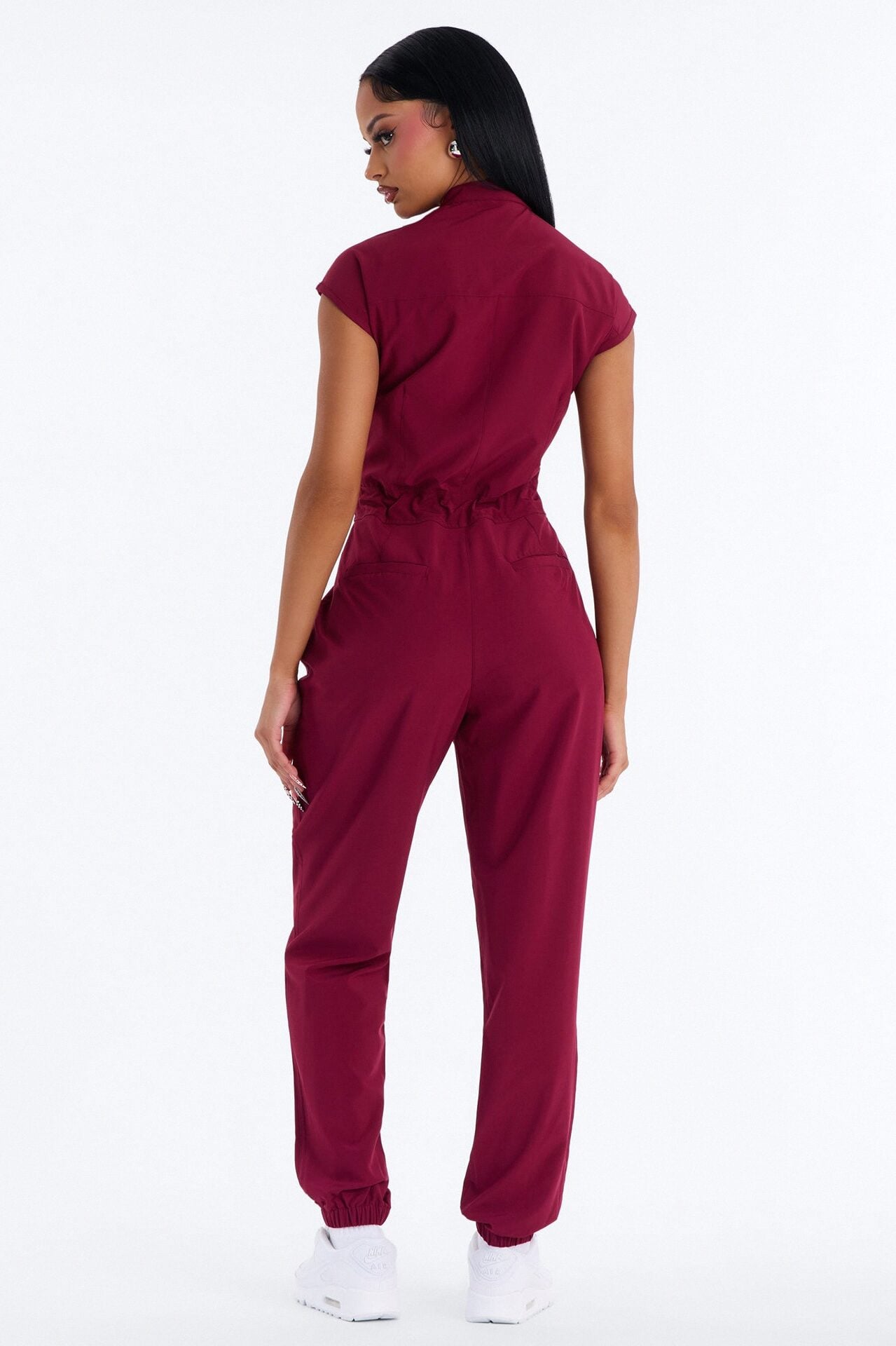 Ready Next Shift Stretch Scrub Jumpsuit - Burgundy image 4