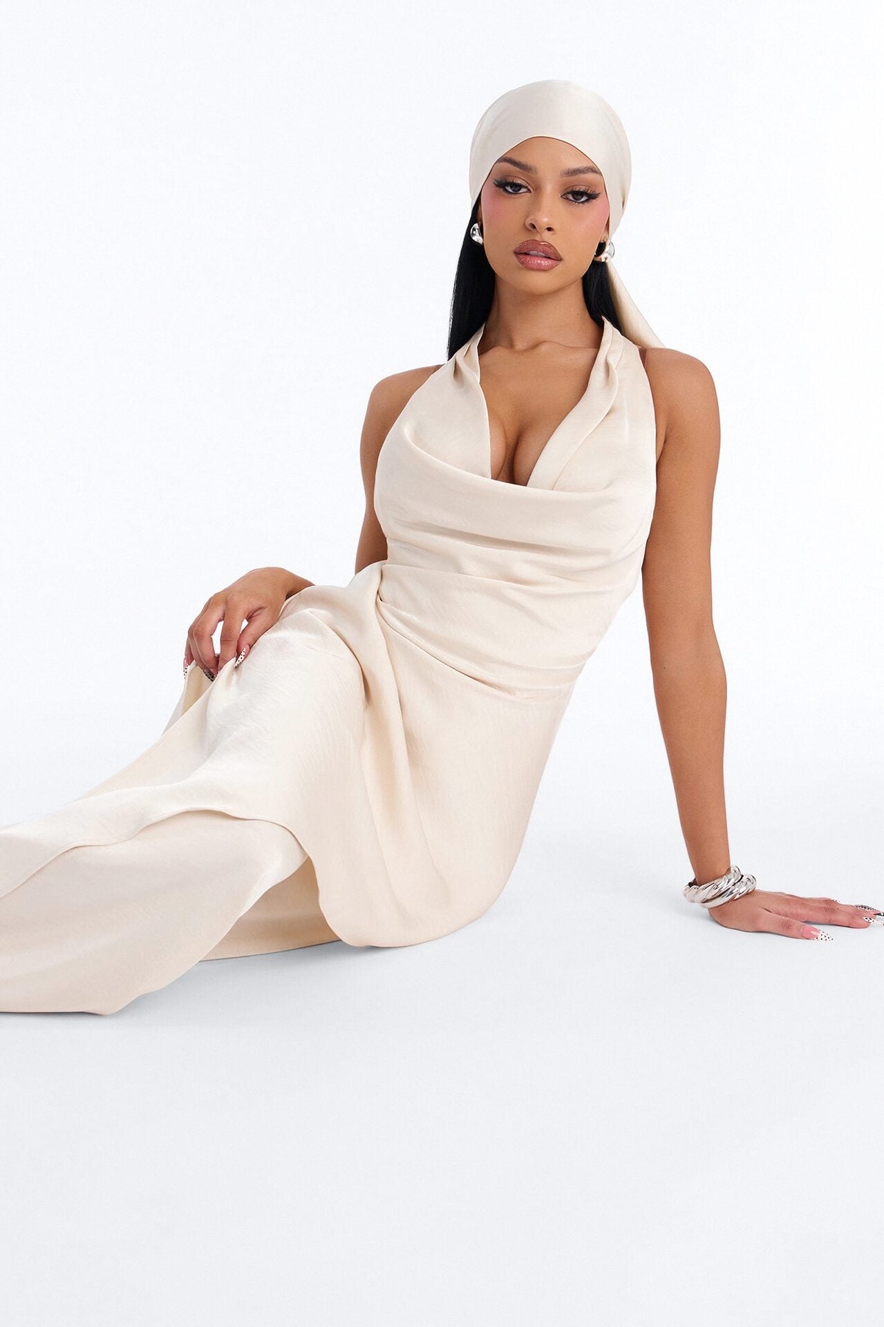 Kalina Cowlneck 2 Piece Jumpsuit Set - Champagne image 2