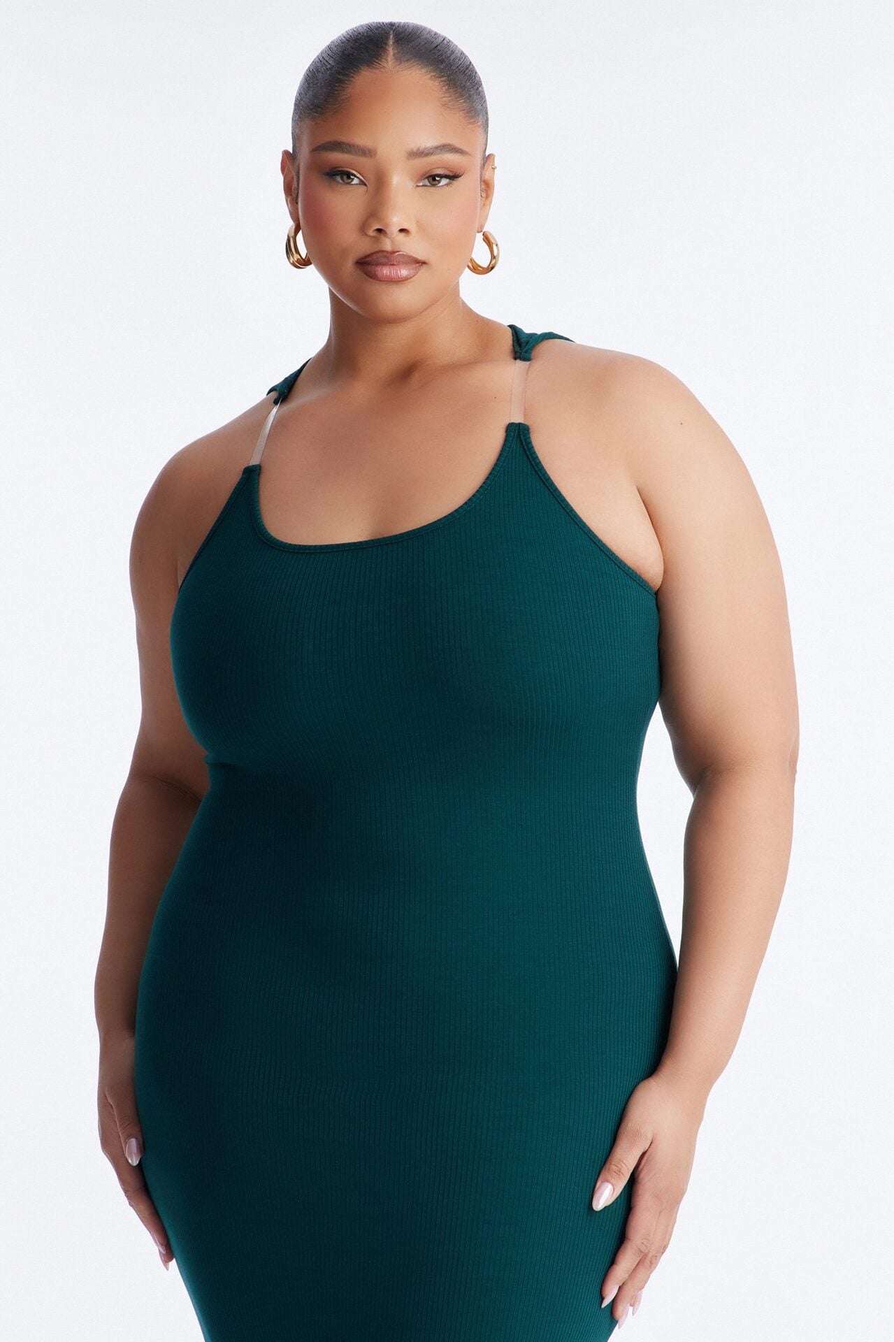 Trinity Hooded Ribbed Maxi Dress - Hunter image 7
