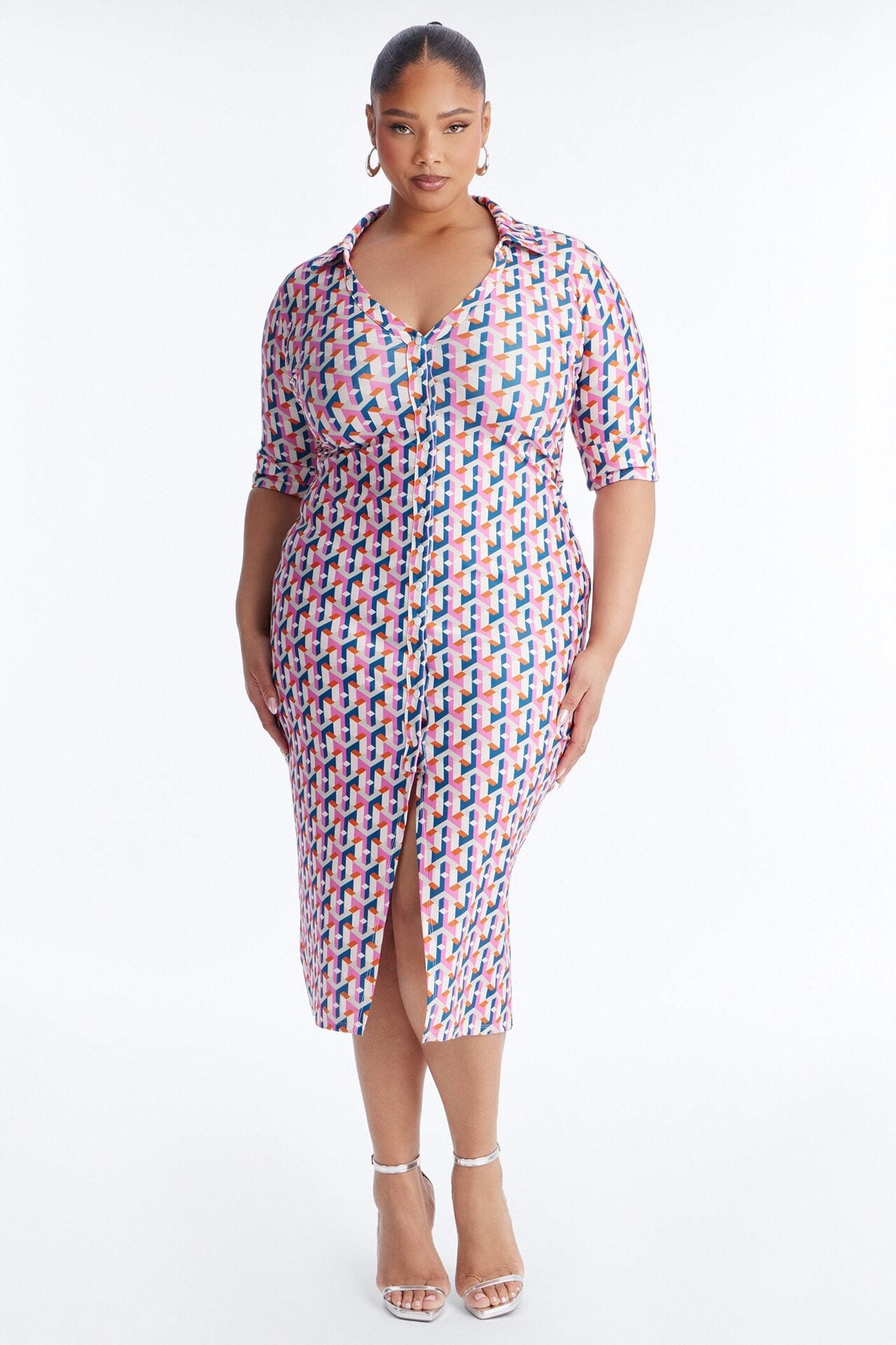 Elise Printed Midi Dress - Pink/combo image 5
