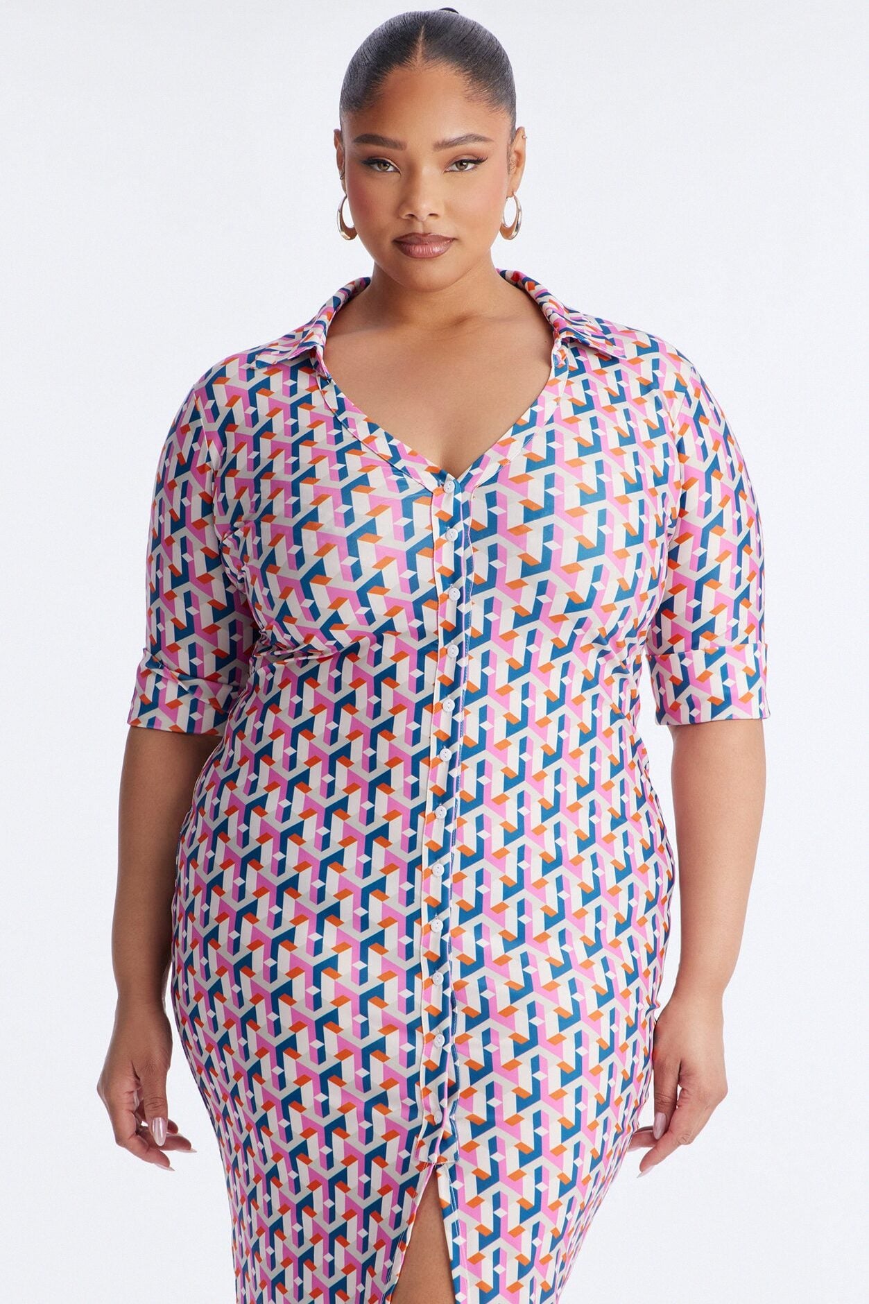 Elise Printed Midi Dress - Pink/combo image 6