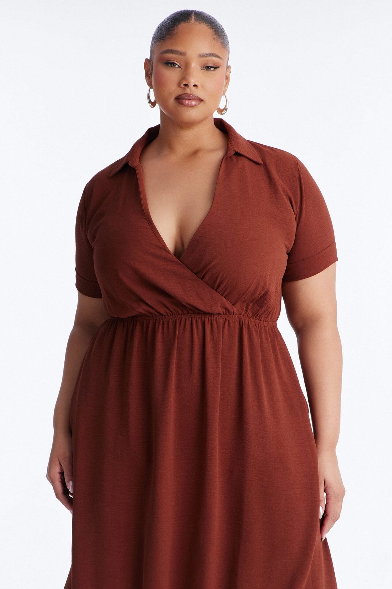 Caroline Cinched Midi Dress - Chocolate image 6