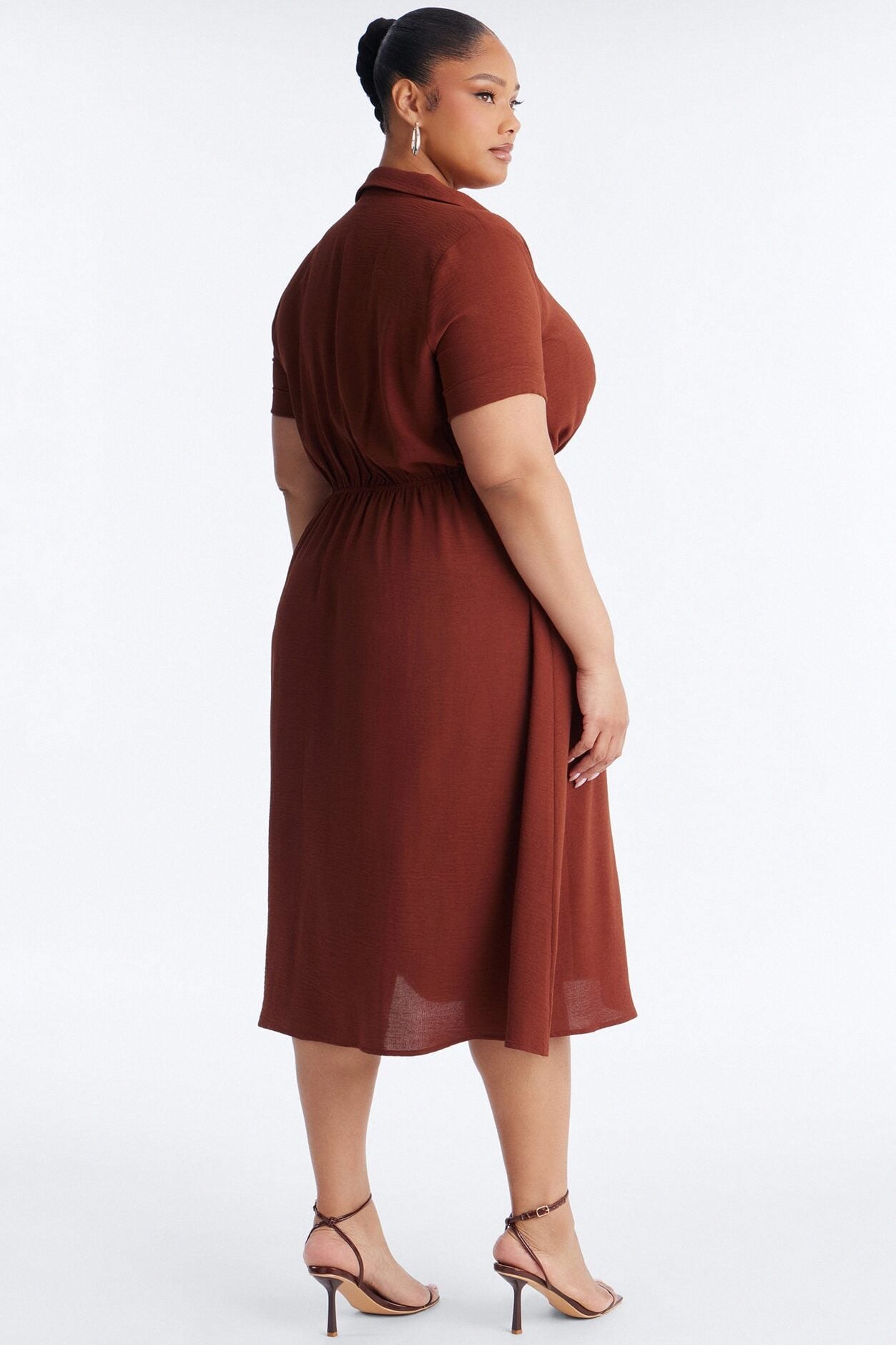Caroline Cinched Midi Dress - Chocolate image 7