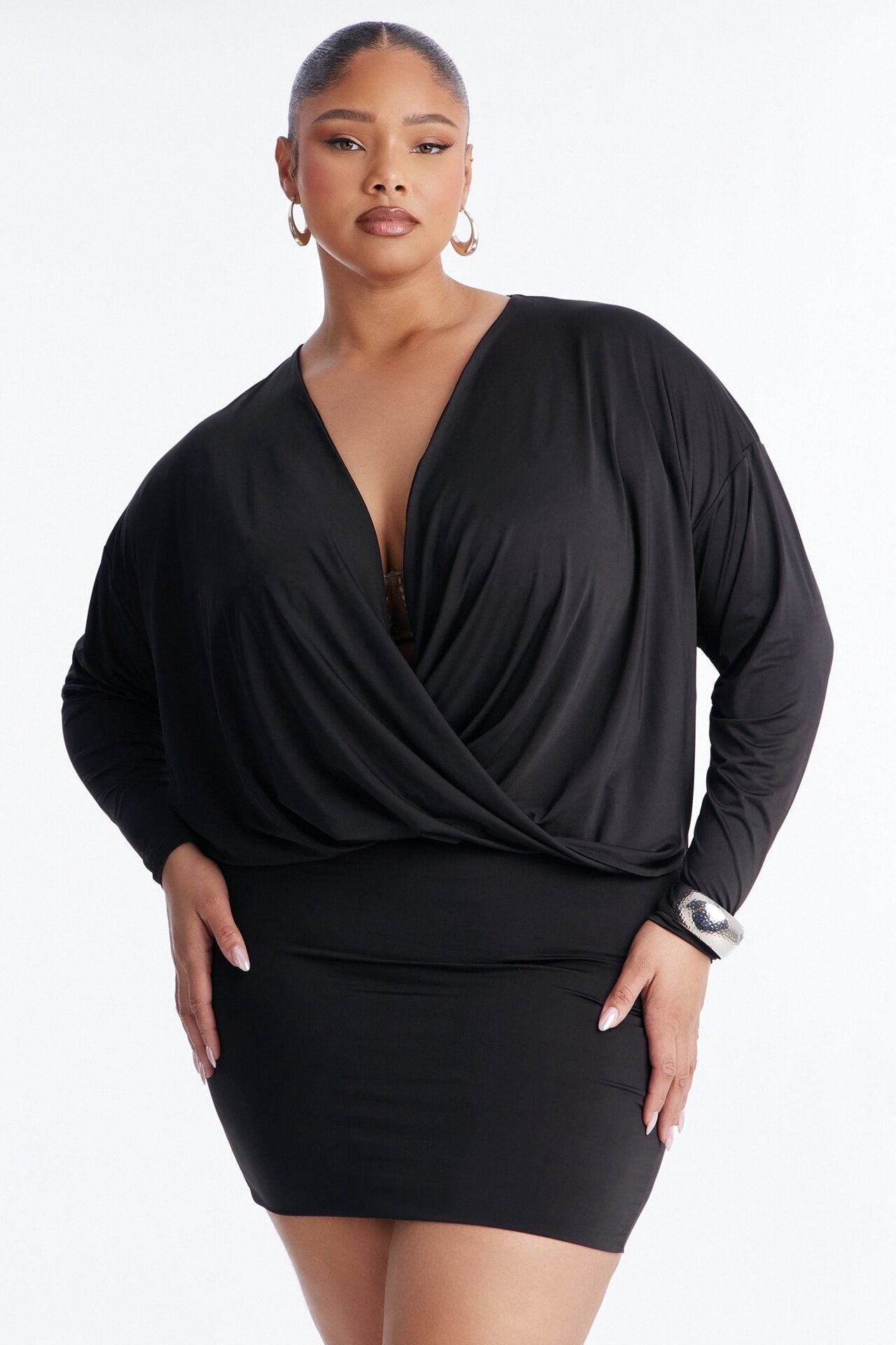 Odette Long Sleeve Mini Dress - Black image 6