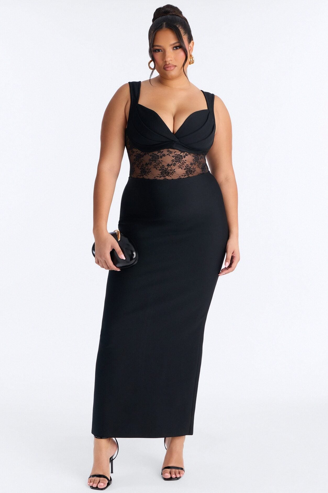 Freya Lace Bandage Gown - Black image 5