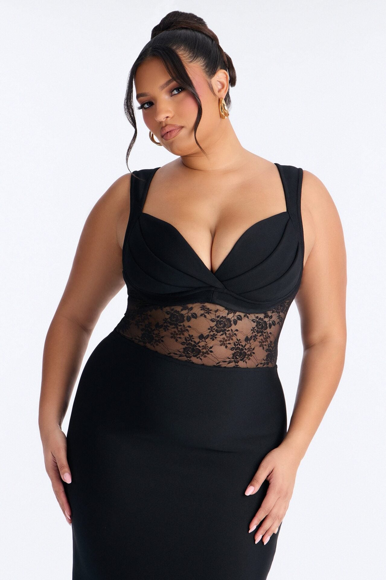 Freya Lace Bandage Gown - Black image 6