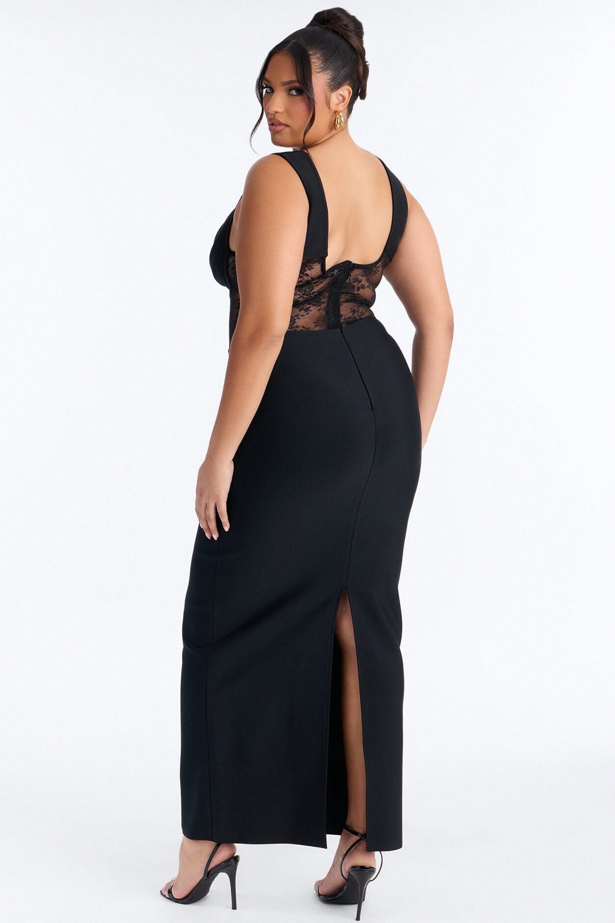 Freya Lace Bandage Gown - Black image 7