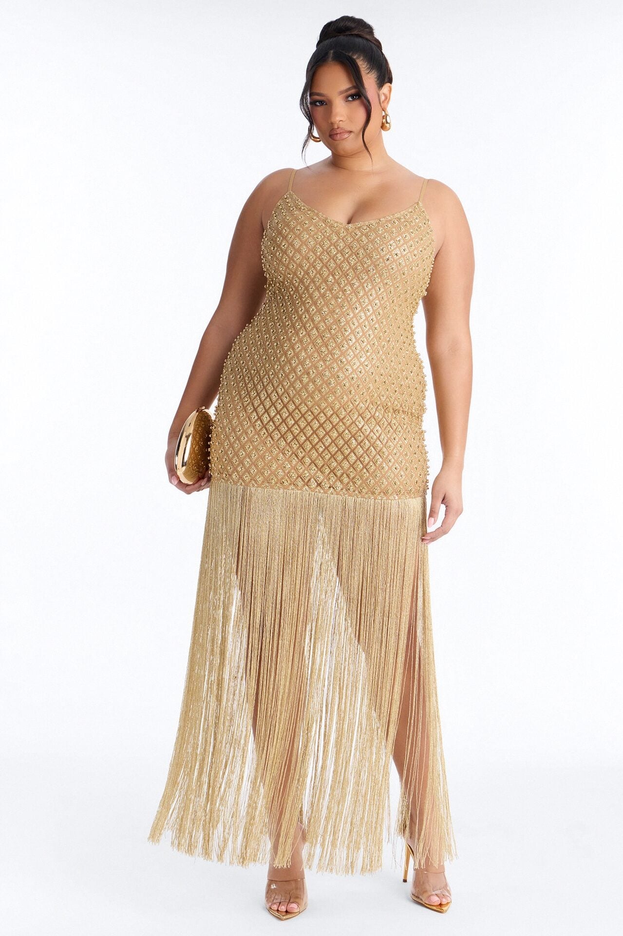 Roxi Fringe Maxi Dress - Gold image 5