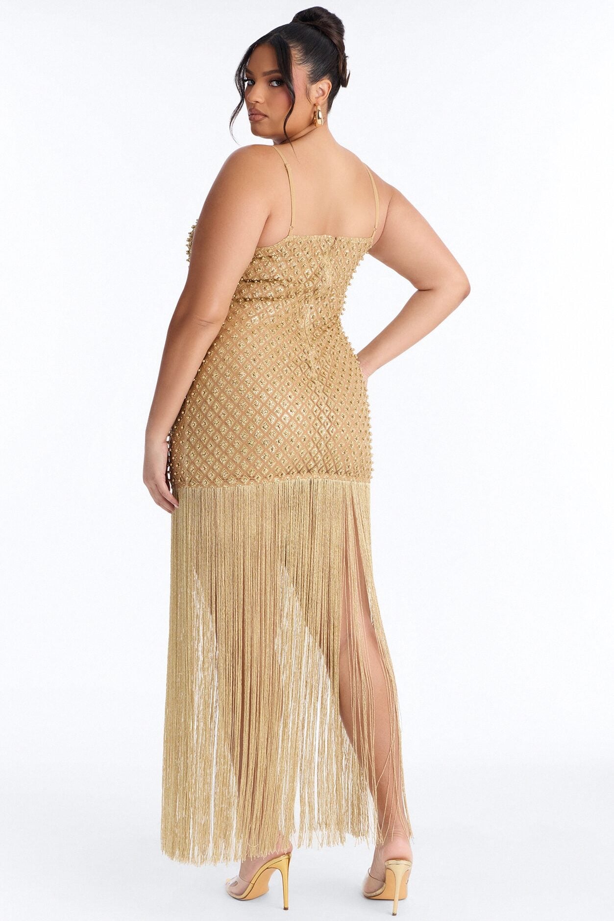 Roxi Fringe Maxi Dress - Gold image 7
