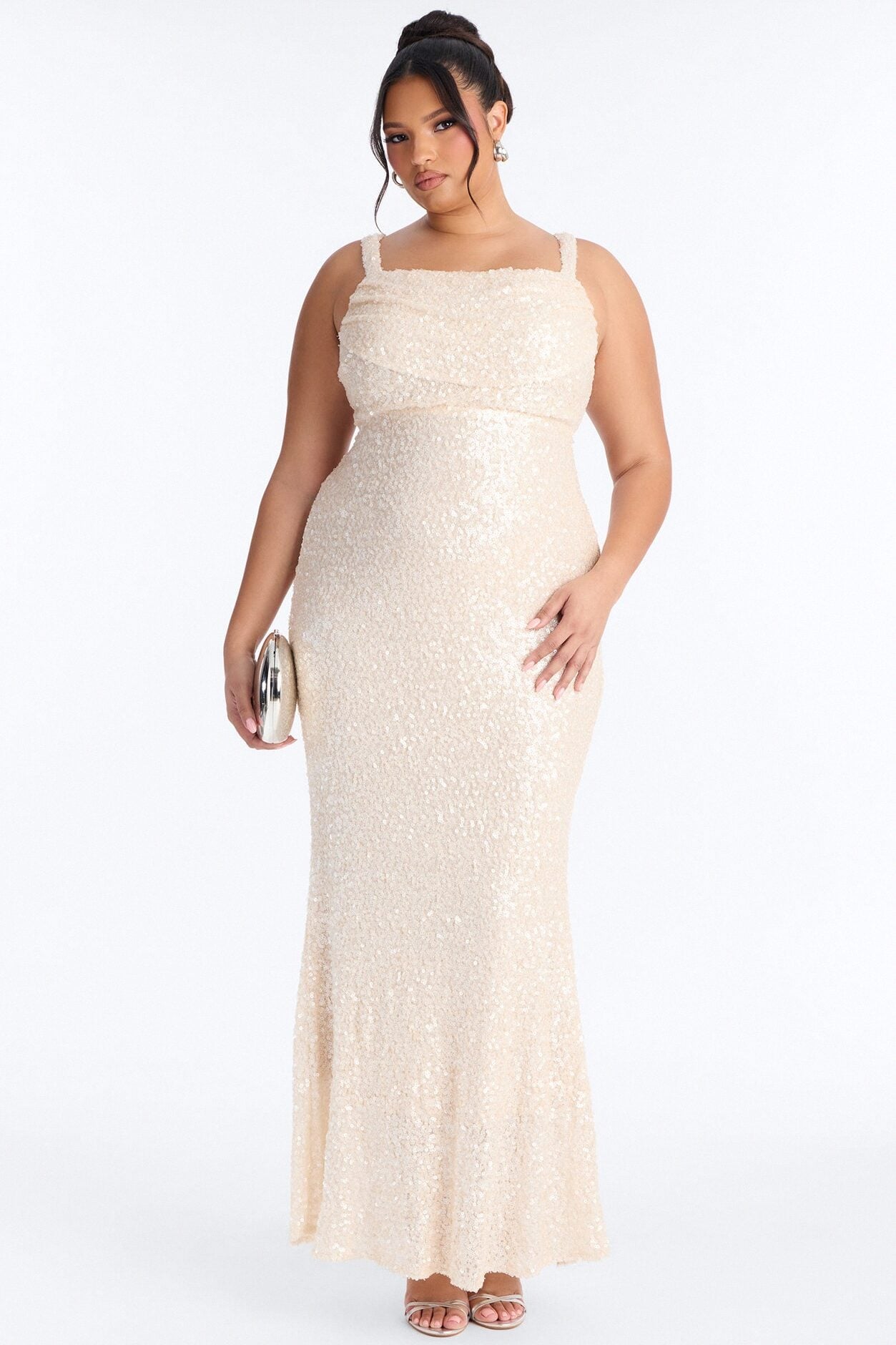 Glam Fantasy Sequin Gown - Cream image 5