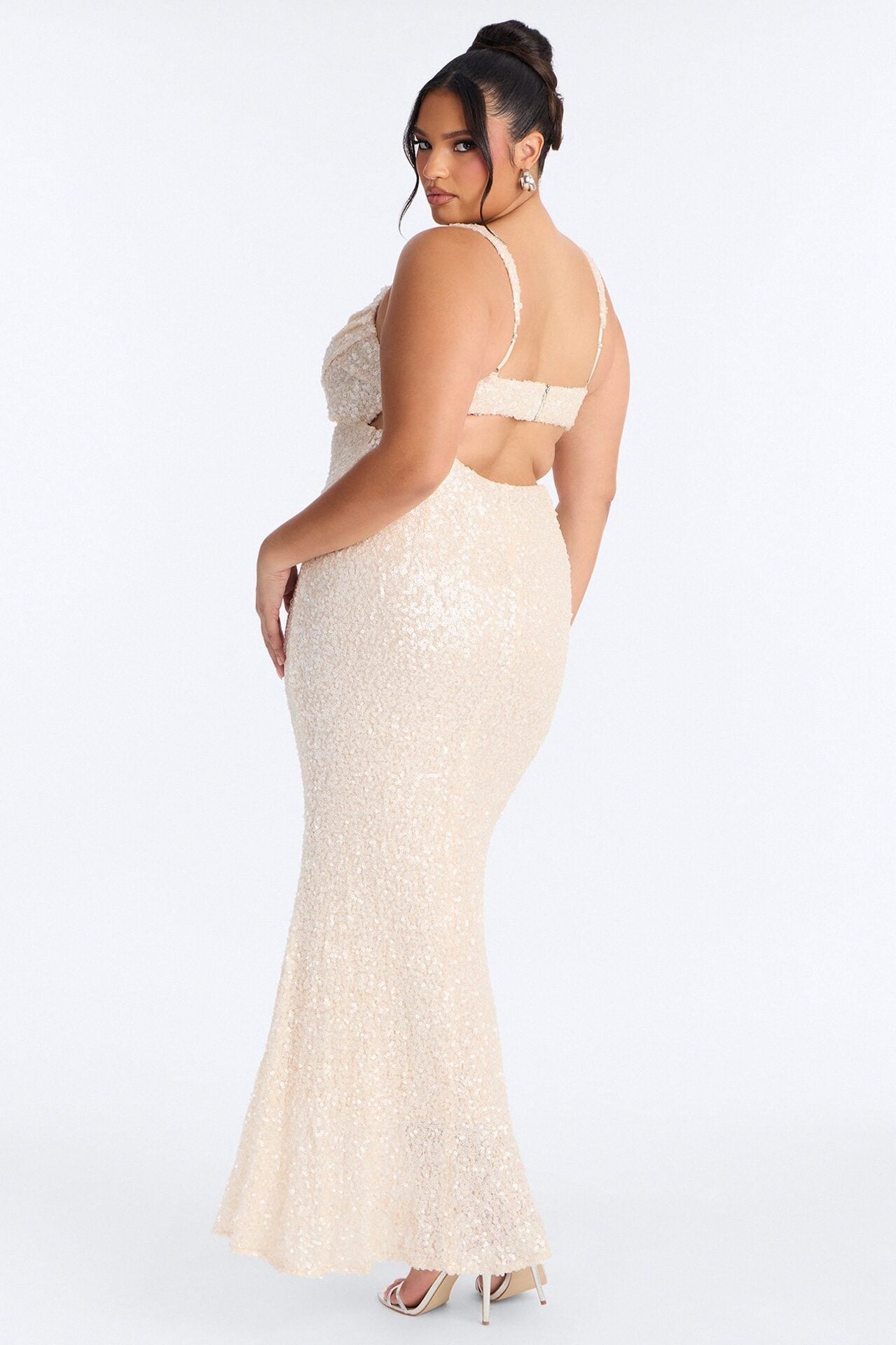 Glam Fantasy Sequin Gown - Cream image 8