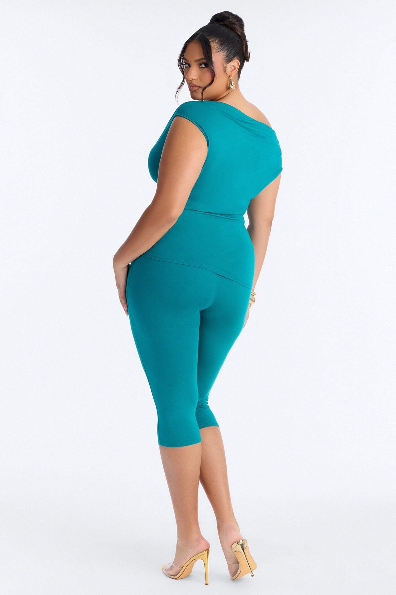 Havana Off Shoulder Capri Pant Set - Teal image 7