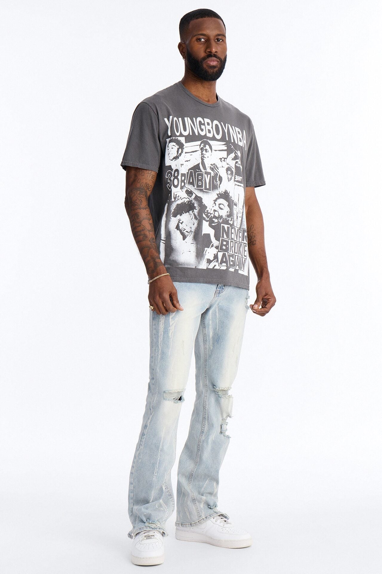 Youngboy NBA Vintage Short Sleeve Tee - Charcoal image 2